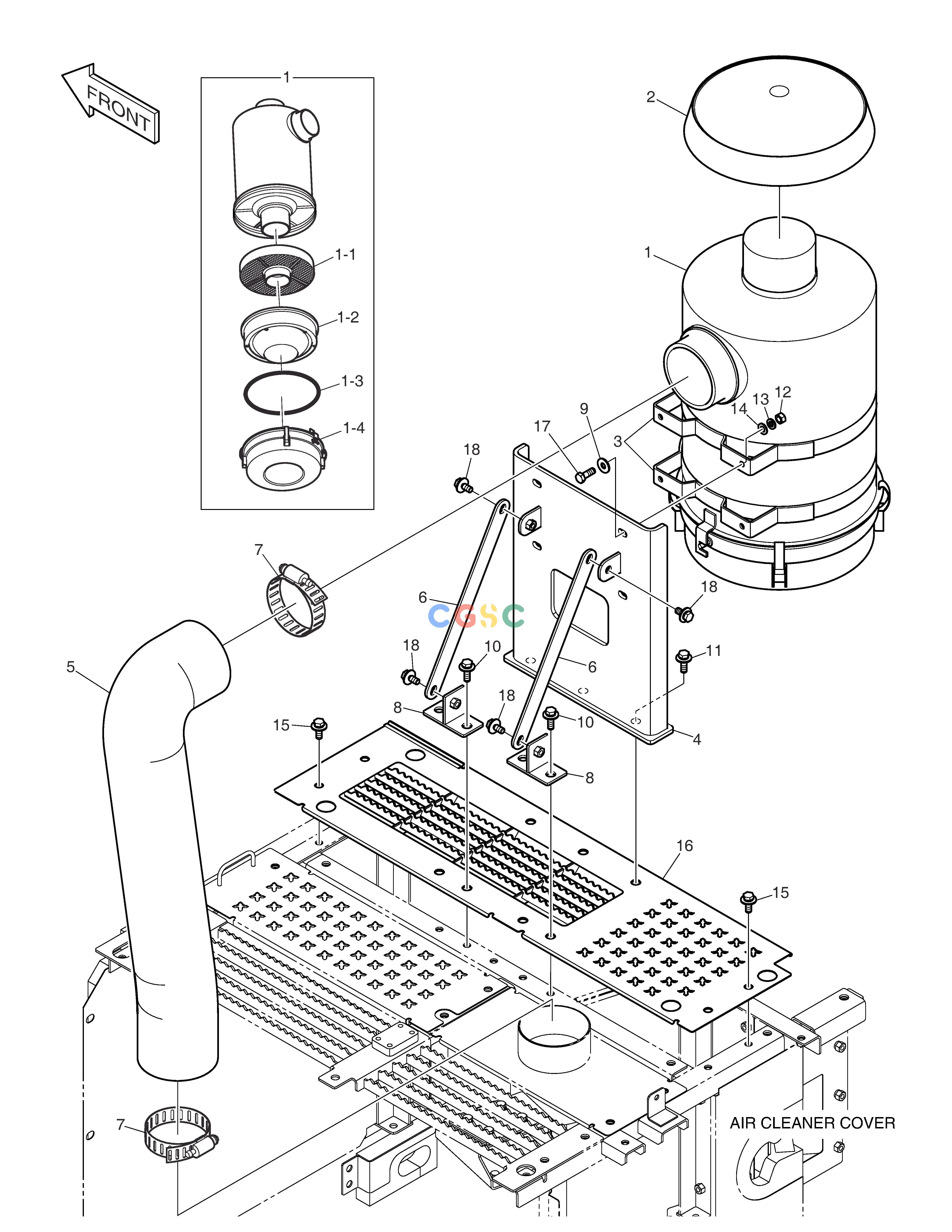 斗山零件查询AIR CLEANER ASS'Y - OIL WASHED DX340LC-5 / DX350LC-5(S/N:10001~10049) Doosan parts catalog online