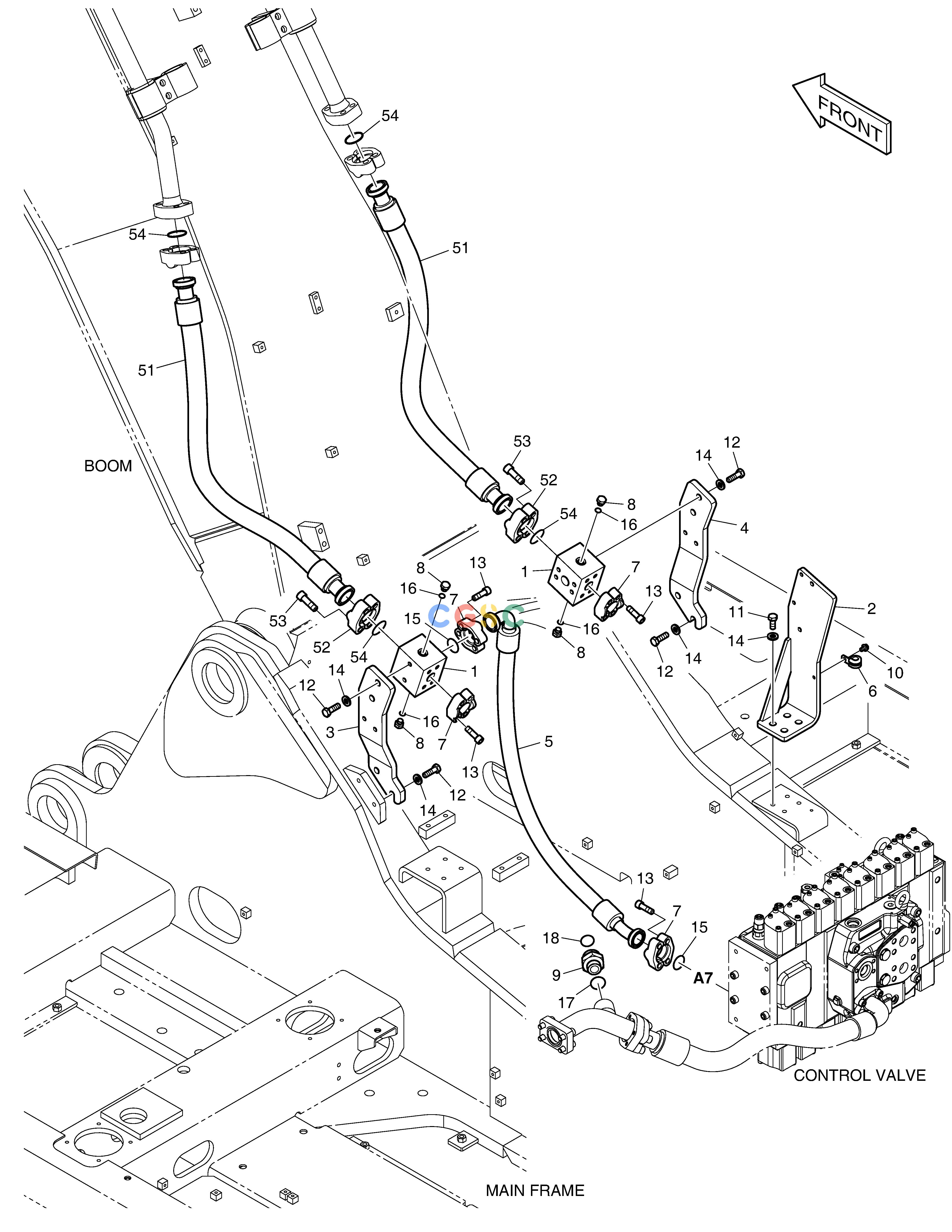 斗山零件查询MAIN PIPING - ONE & TWO WAY DX340LC-5 / DX350LC-5(S/N:10001~10049) Doosan parts catalog online