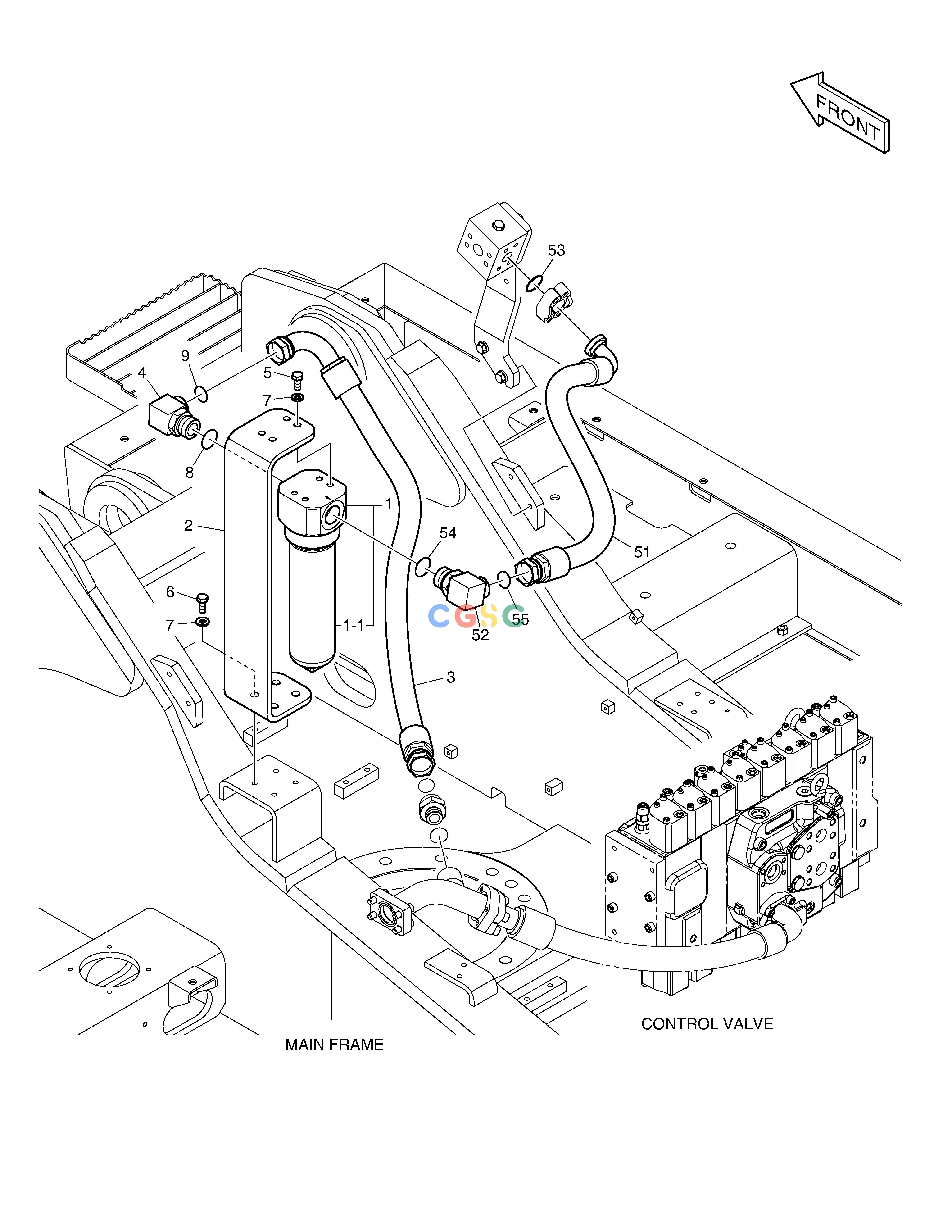 斗山零件查询ONE WAY PIPING - WITH FILTER DX340LC-5 / DX350LC-5(S/N:10001~10049) Doosan parts catalog online