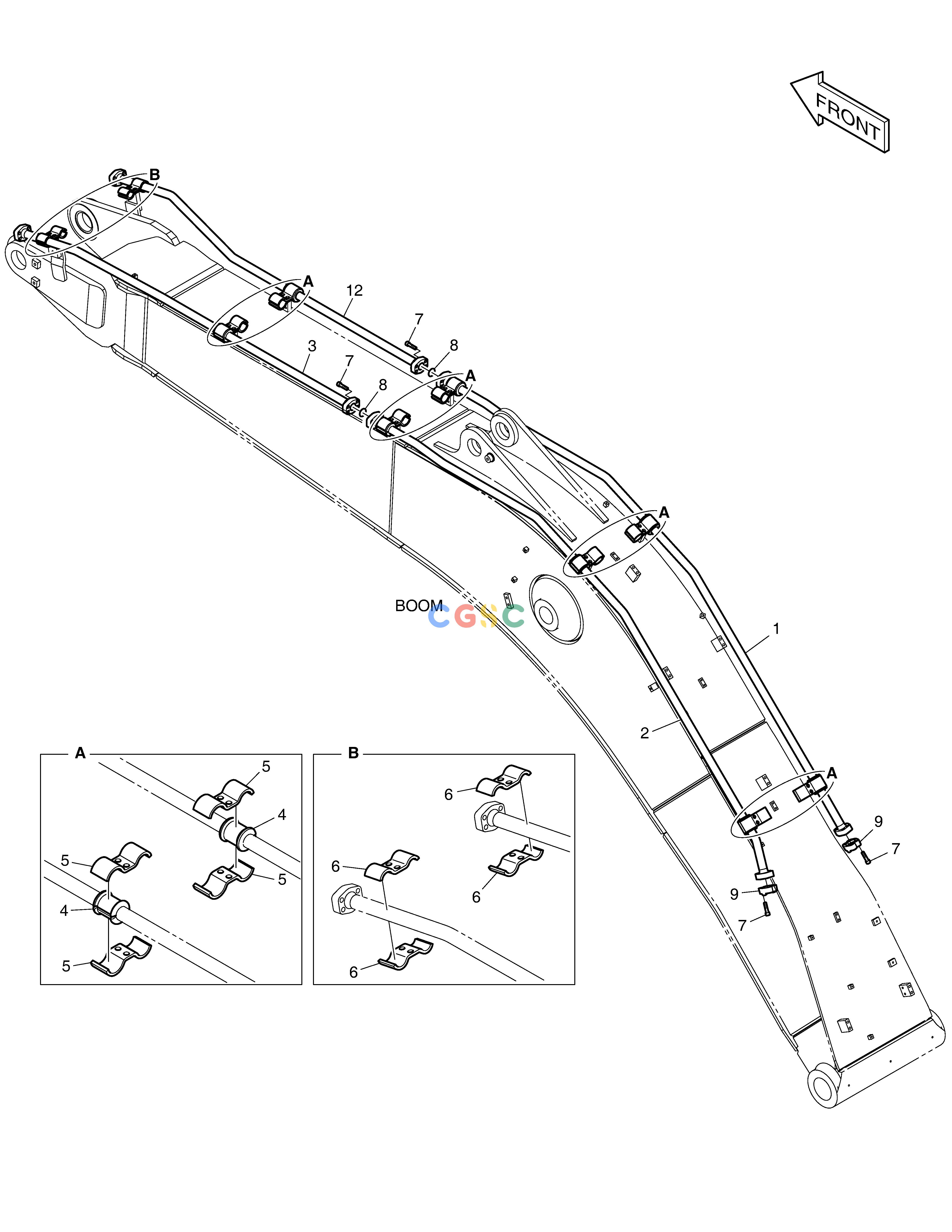 斗山零件查询BOOM PIPING - ONE & TWO WAY DX340LC-5 / DX350LC-5(S/N:10001~10049) Doosan parts catalog online