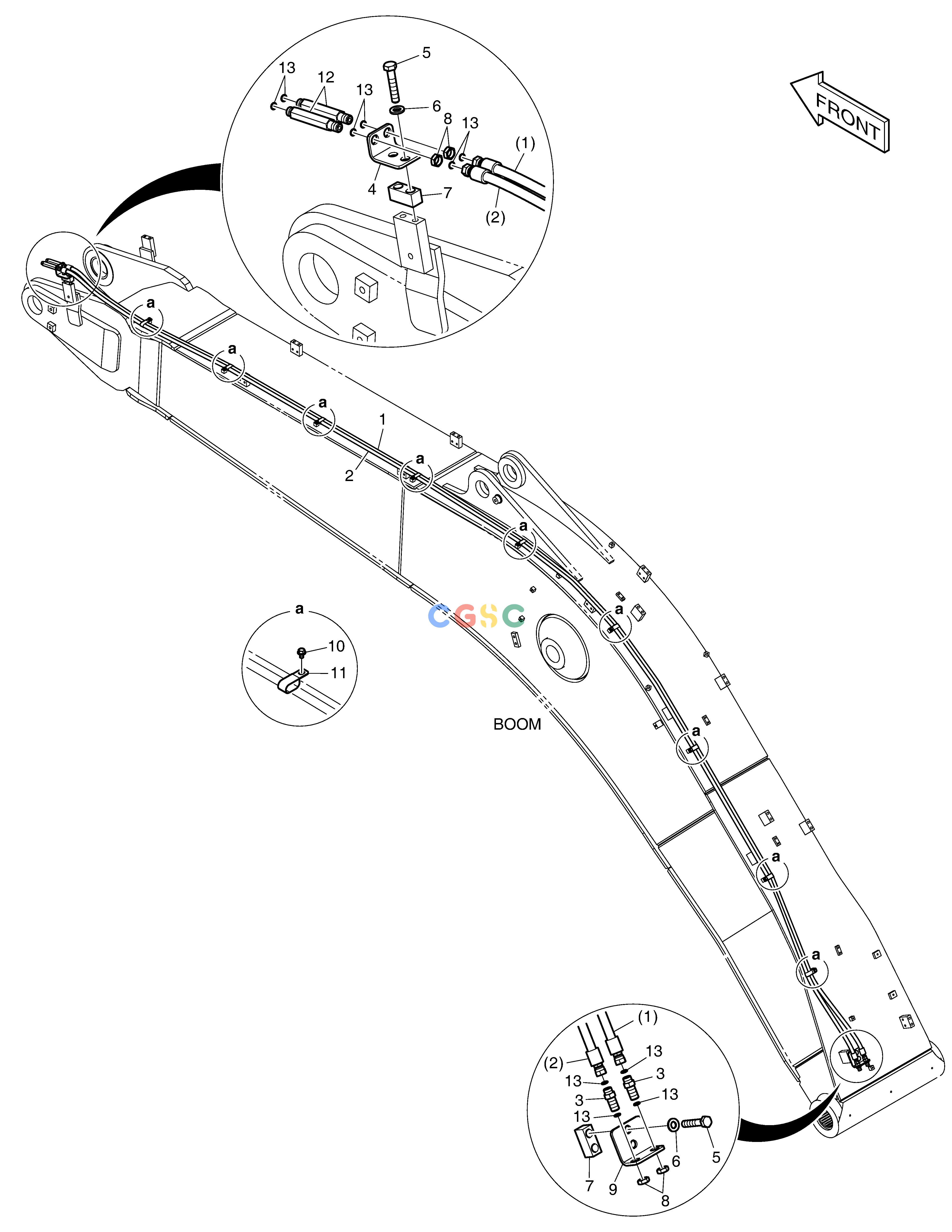 斗山零件查询BOOM PIPING - QUICK CLAMP DX340LC-5 / DX350LC-5(S/N:10001~10049) Doosan parts catalog online