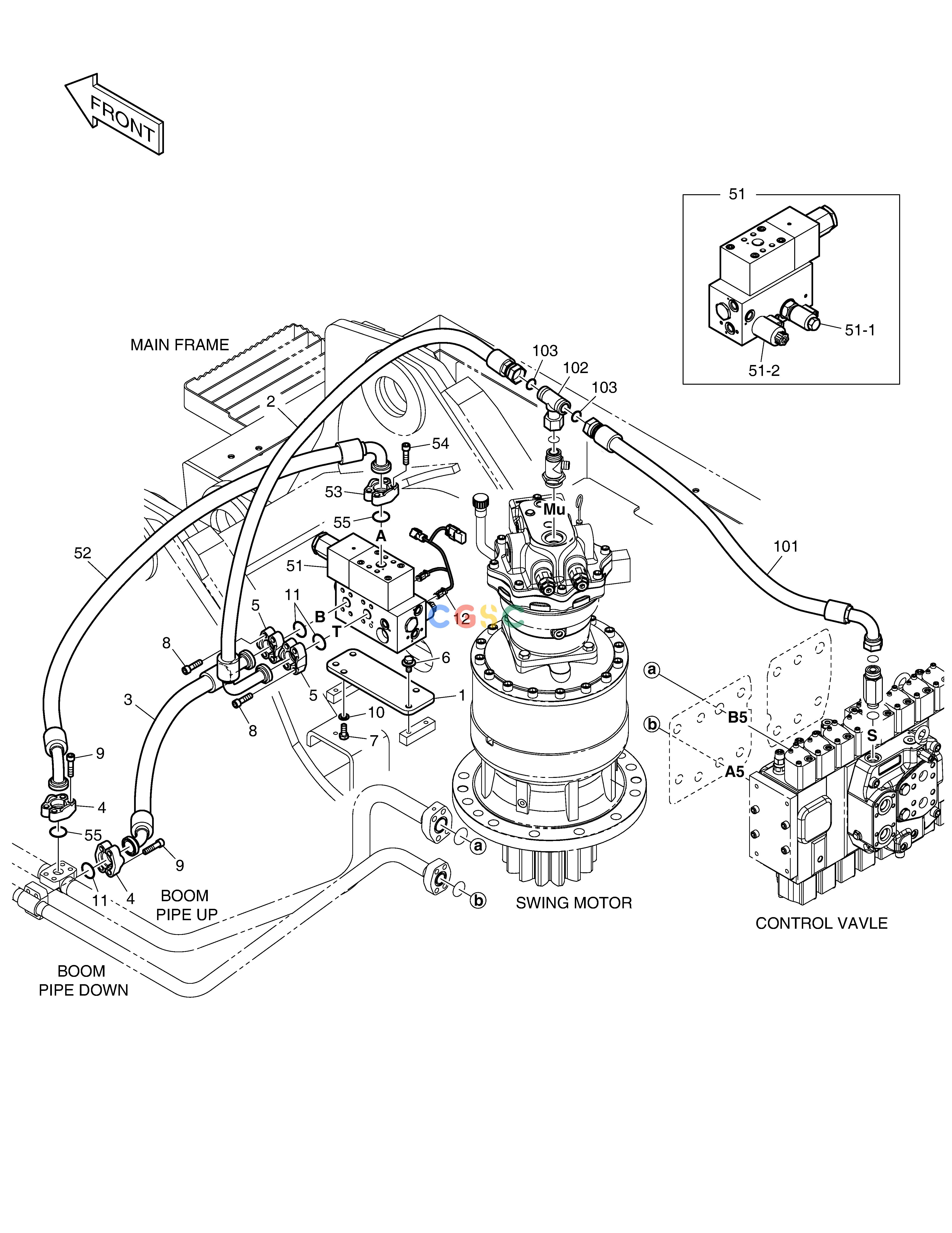 斗山零件查询MAIN PIPING - BOOM FLOATING DX340LC-5 / DX350LC-5(S/N:10001~10049) Doosan parts catalog online