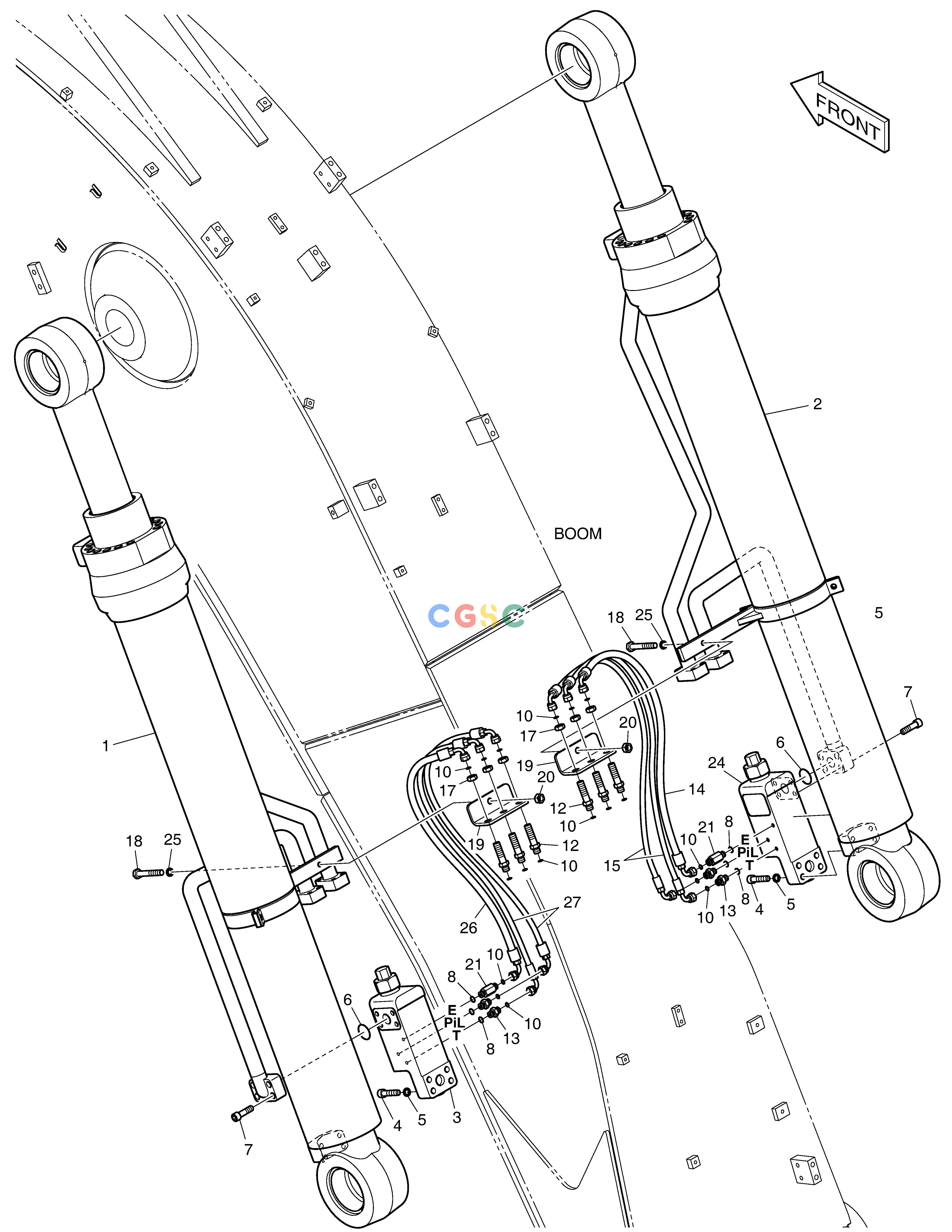 斗山零件查询BOOM PIPING-LOCK VALVE DX340LC-5 / DX350LC-5(S/N:10001~10049) Doosan parts catalog online