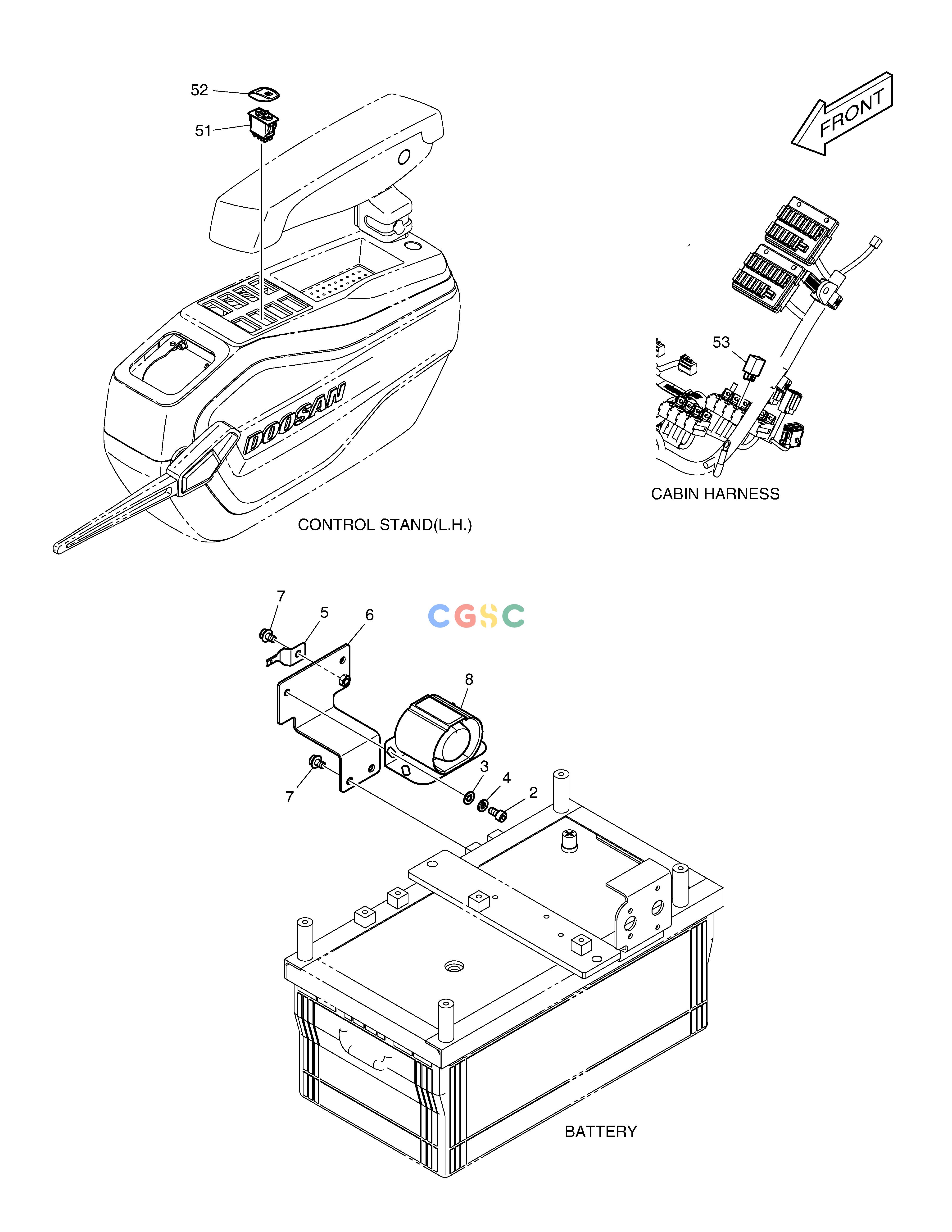 斗山零件查询TRAVEL ALARM DX340LC-5 / DX350LC-5(S/N:10001~10049) Doosan parts catalog online