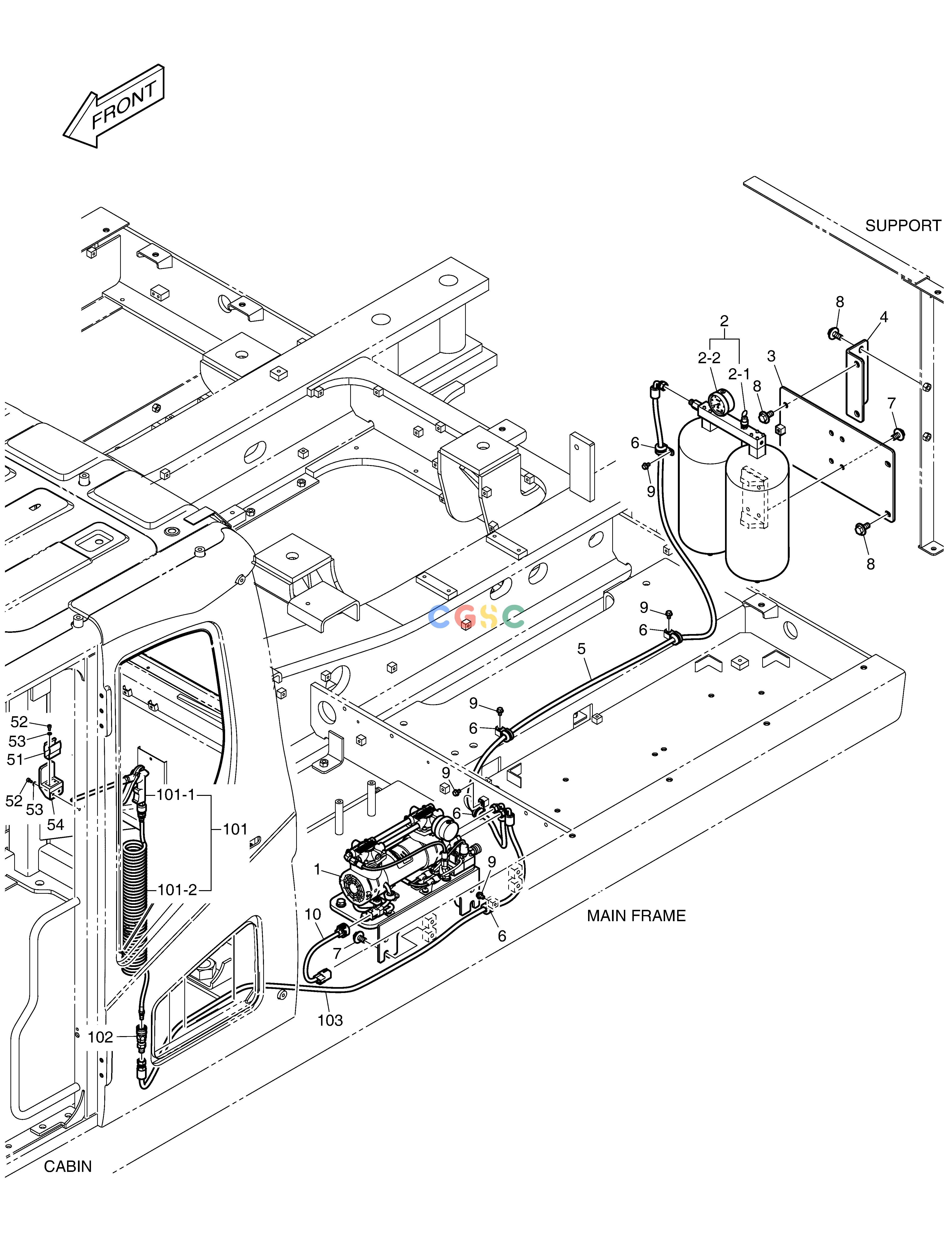 斗山零件查询AIR COMPRESSOR MOUNTING DX340LC-5 / DX350LC-5(S/N:10001~10049) Doosan parts catalog online