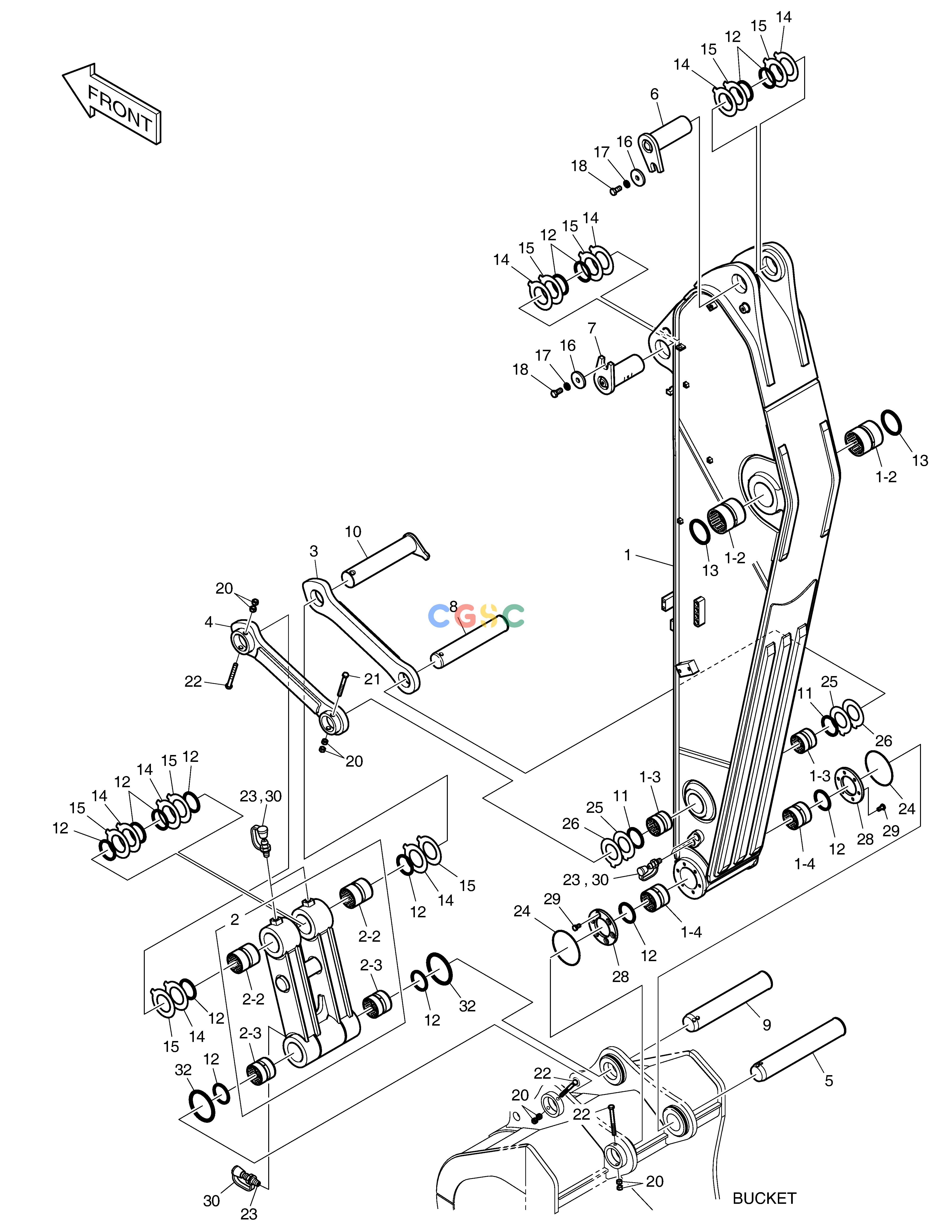 斗山零件查询ARM - 2.6m DX340LC-5 / DX350LC-5(S/N:10001~10049) Doosan parts catalog online