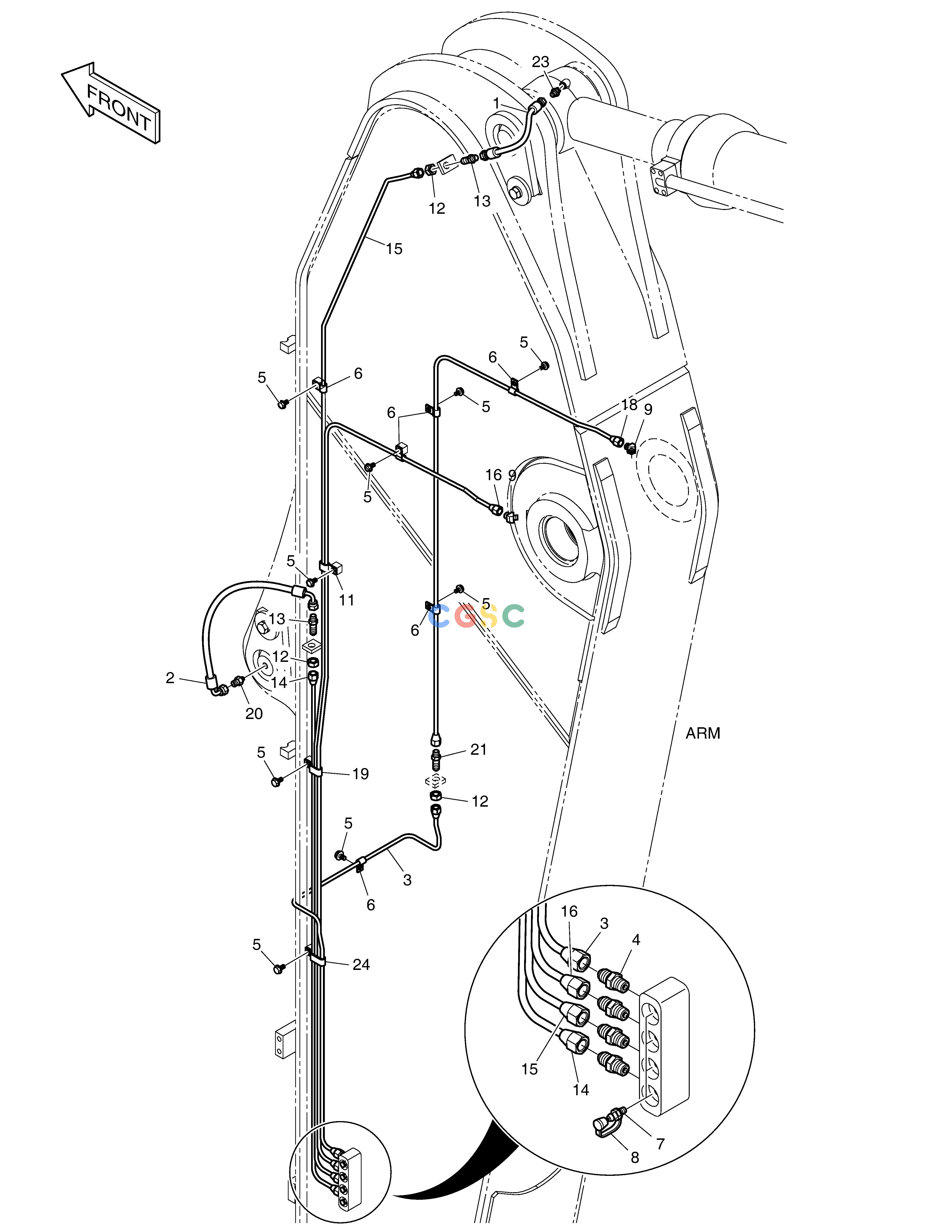 斗山零件查询LUBRICATION PIPING -ARM 3.95m DX340LC-5 / DX350LC-5(S/N:10001~10049) Doosan parts catalog online