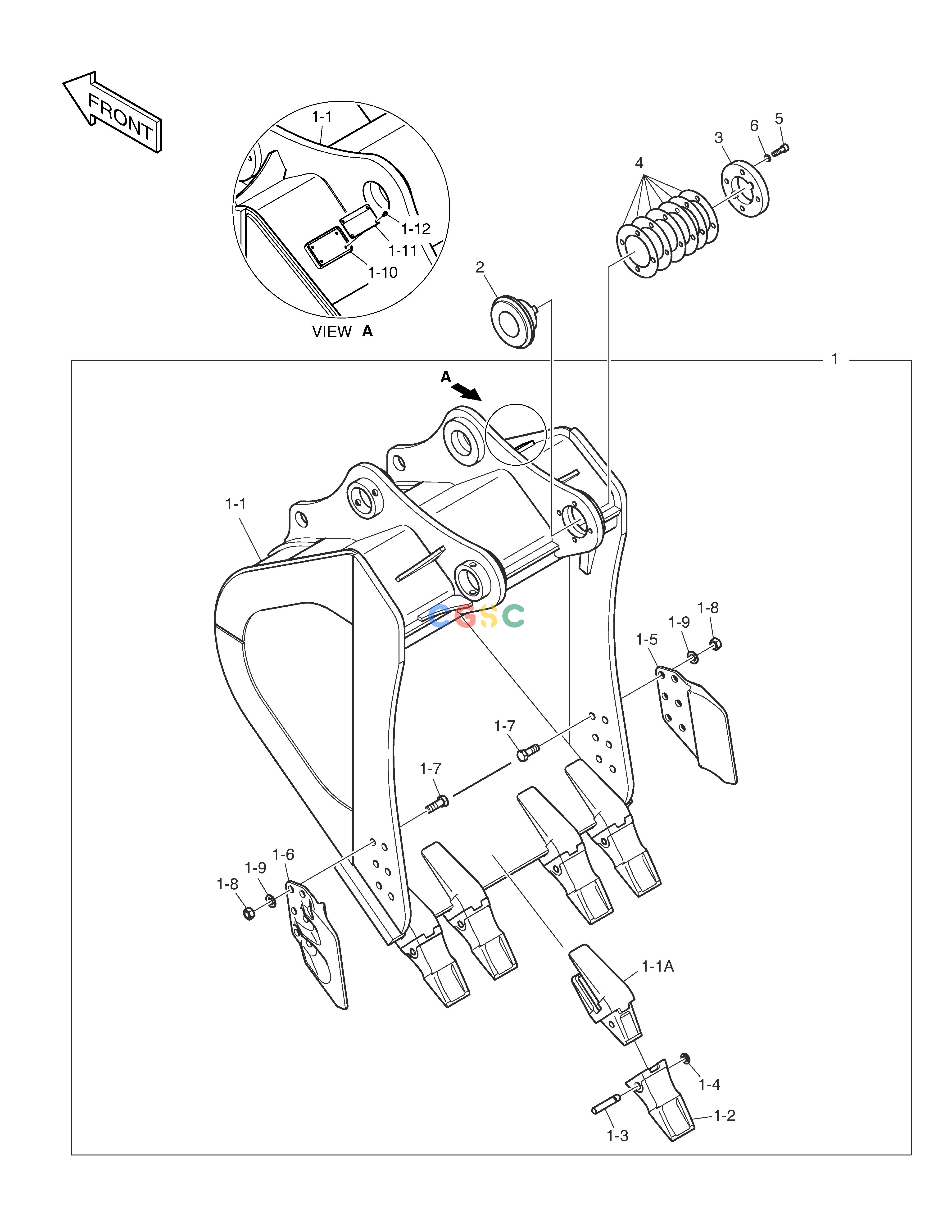 斗山零件查询BUCKET - 1.25m³ DX340LC-5 / DX350LC-5(S/N:10001~10049) Doosan parts catalog online
