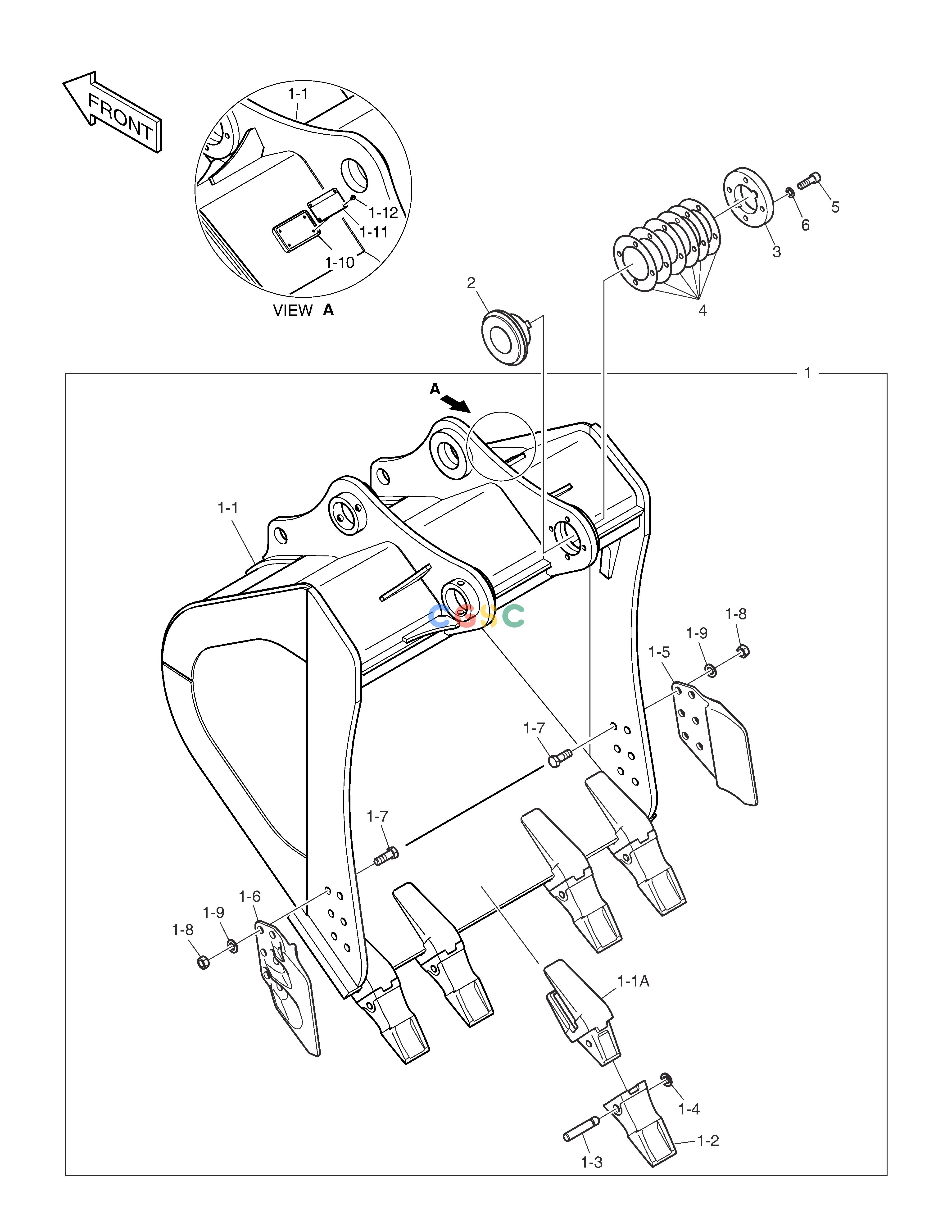 斗山零件查询BUCKET - 1.61m³ DX340LC-5 / DX350LC-5(S/N:10001~10049) Doosan parts catalog online