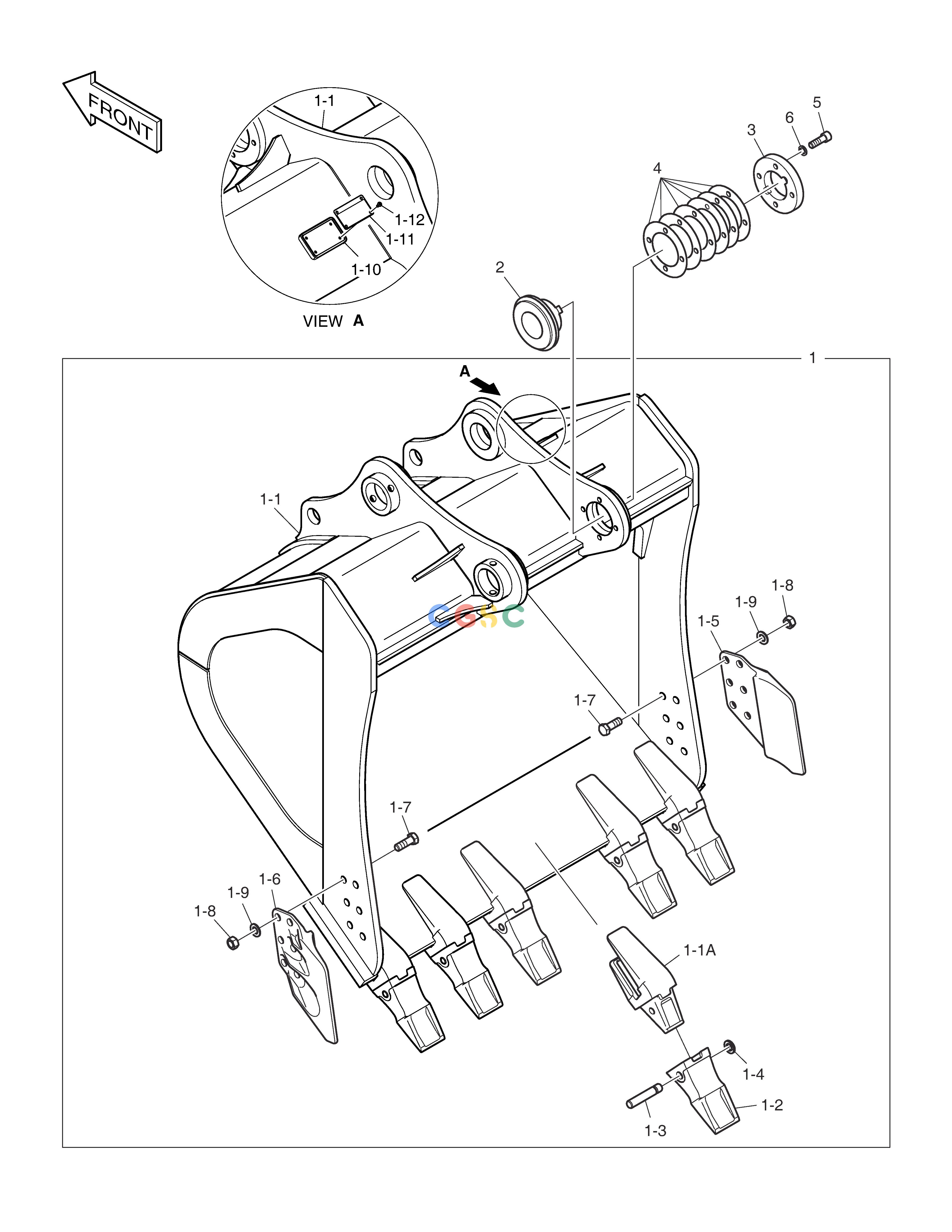 斗山零件查询BUCKET - 1.83m³ DX340LC-5 / DX350LC-5(S/N:10001~10049) Doosan parts catalog online