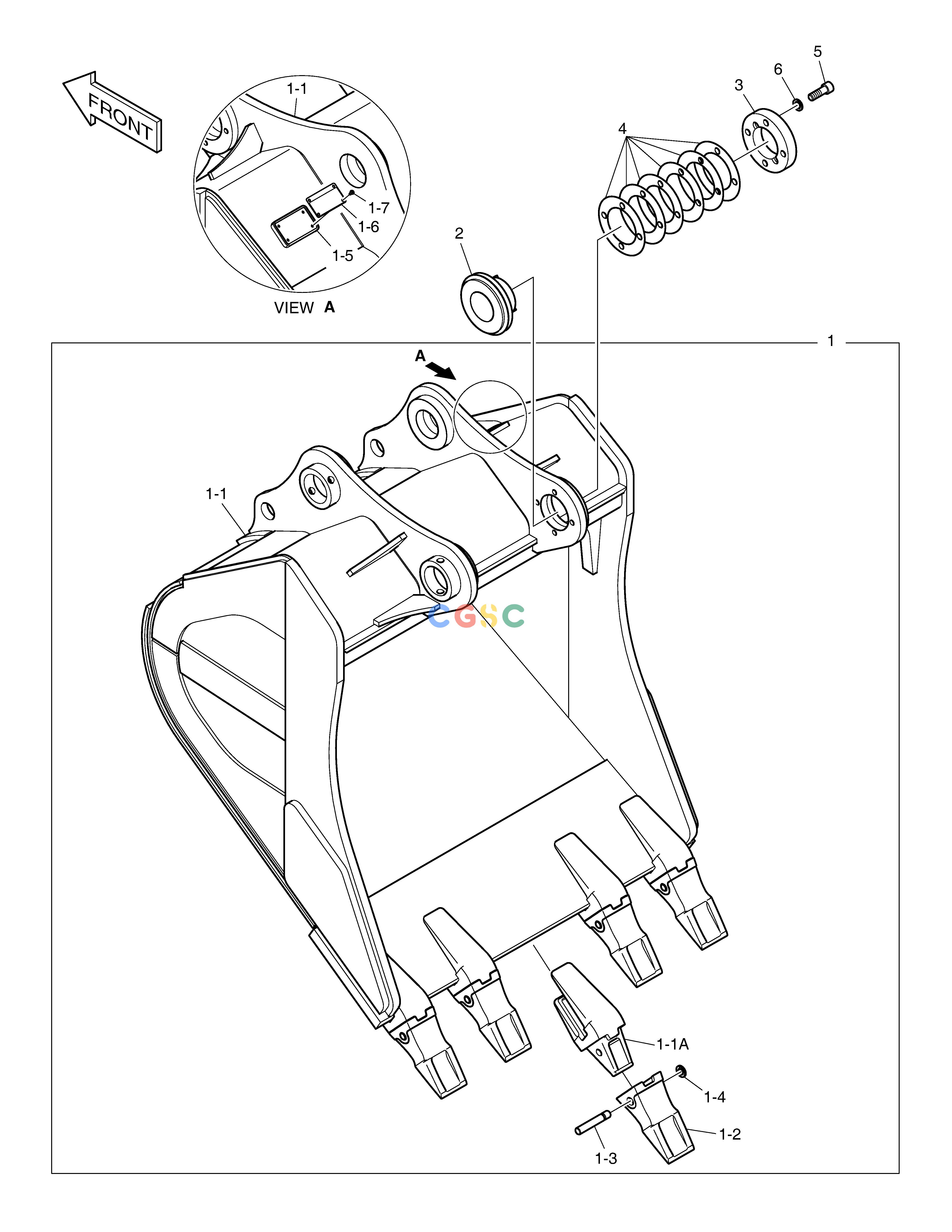斗山零件查询ROCK BUCKET - 1.28m³(HEAVY DUTY) DX340LC-5 / DX350LC-5(S/N:10001~10049) Doosan parts catalog online