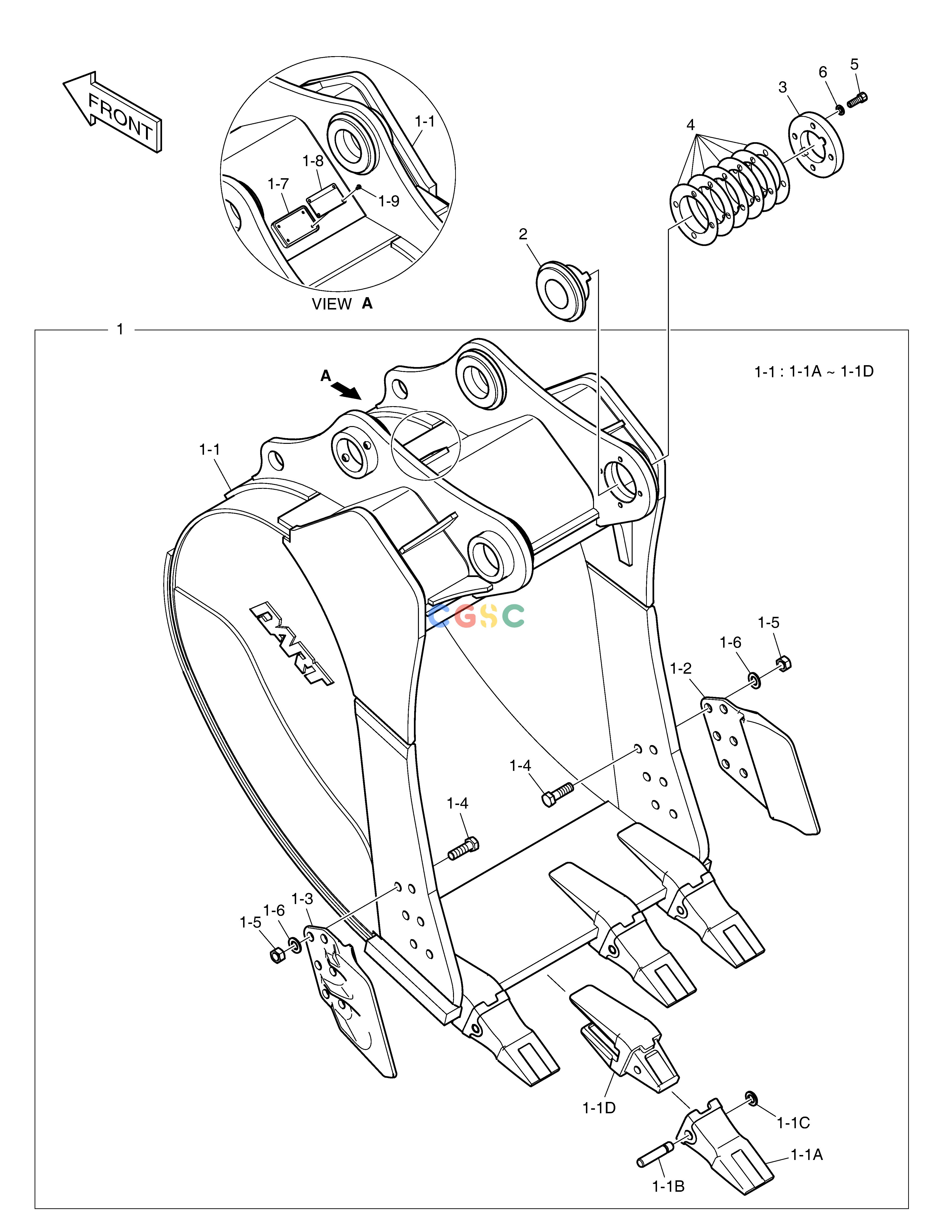 斗山零件查询BUCKET ASS'Y - 1.20m³(42") - H.D DX340LC-5 / DX350LC-5(S/N:10001~10049) Doosan parts catalog online