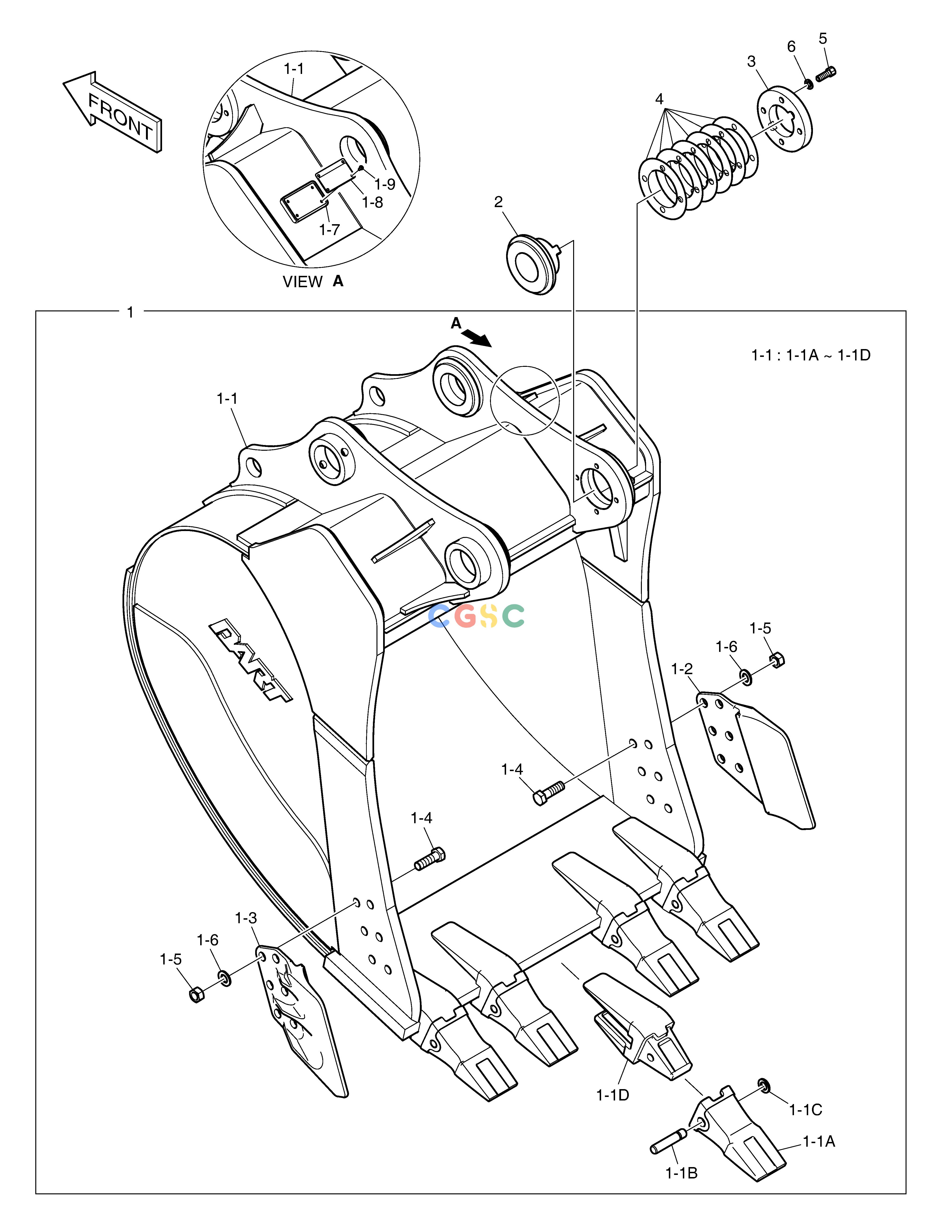 斗山零件查询BUCKET ASS'Y - 1.42m³(48") - H.D DX340LC-5 / DX350LC-5(S/N:10001~10049) Doosan parts catalog online