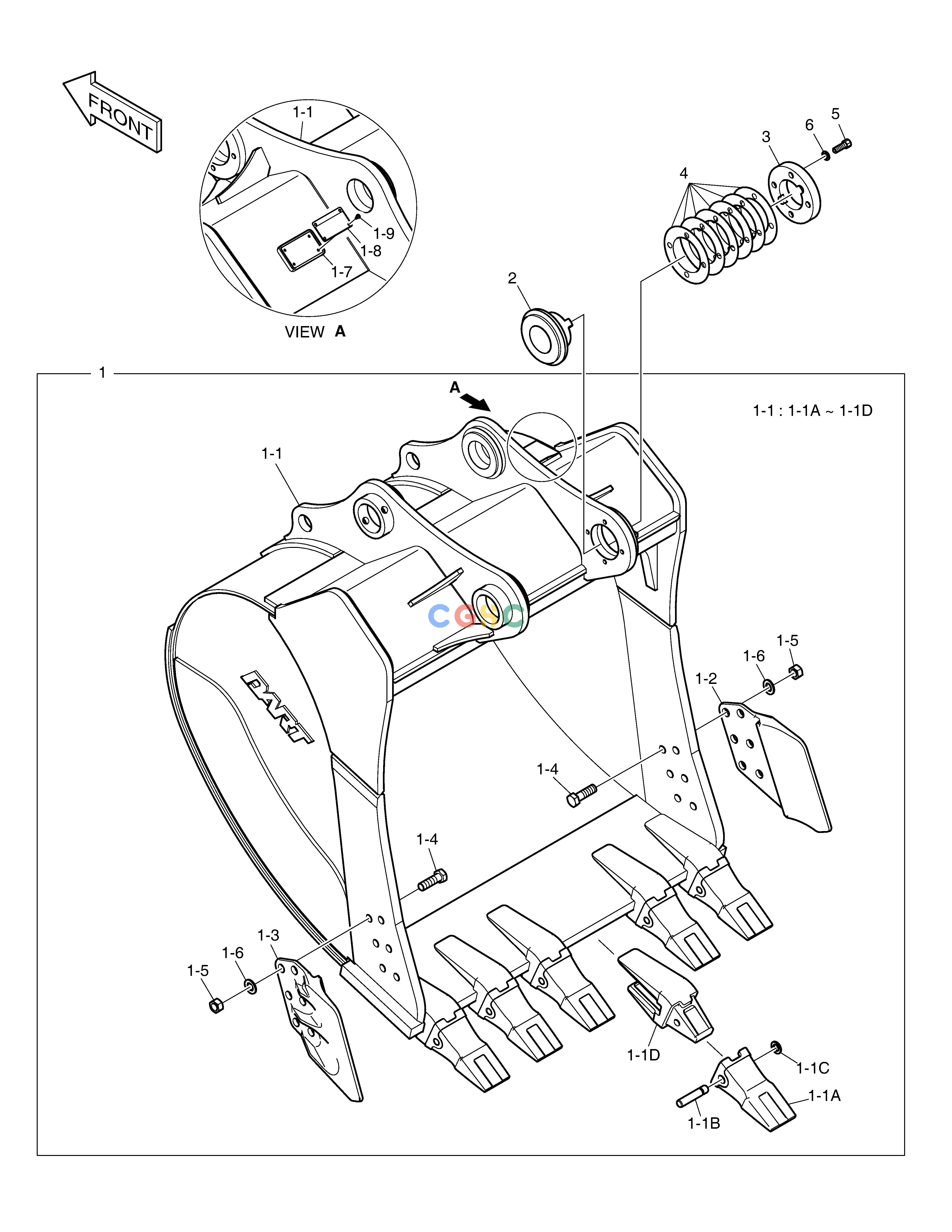 斗山零件查询BUCKET ASS'Y - 1.79m³(57") - H.D DX340LC-5 / DX350LC-5(S/N:10001~10049) Doosan parts catalog online