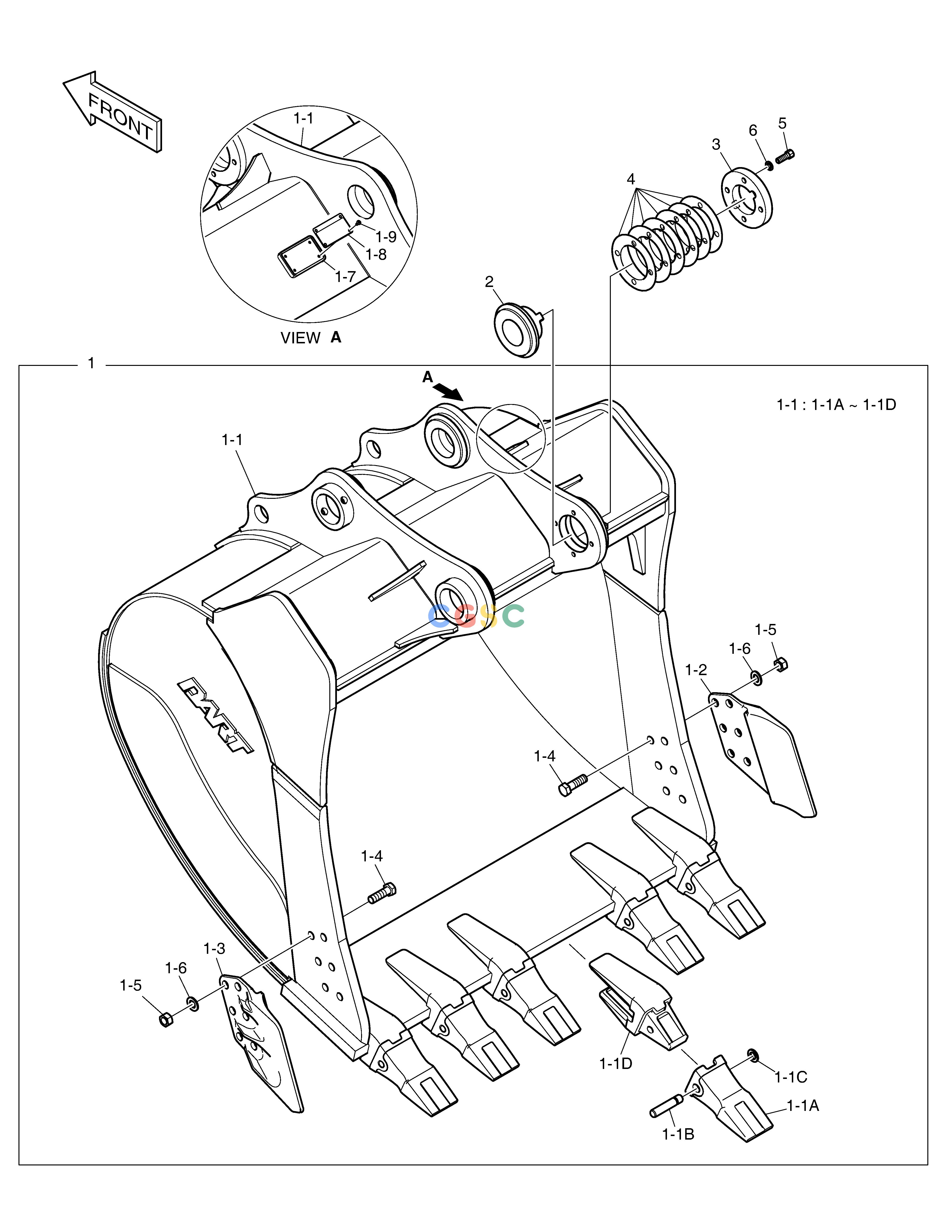 斗山零件查询BUCKET ASS'Y - 2.01m³(63") - H.D DX340LC-5 / DX350LC-5(S/N:10001~10049) Doosan parts catalog online