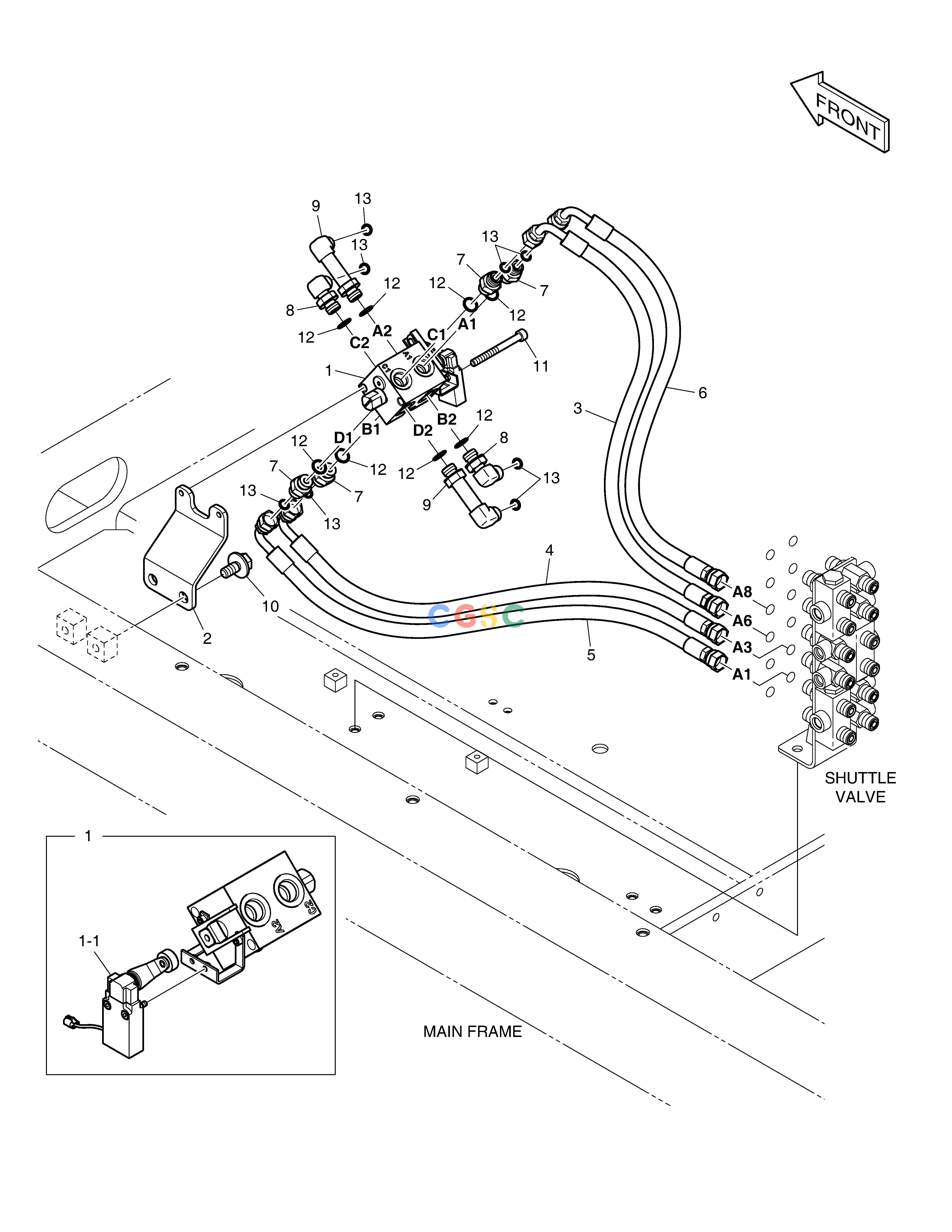 斗山零件查询PILOT PIPING - PATTERN CHANGE(1) DX340LC-5 / DX350LC-5(S/N:10001~10049) Doosan parts catalog online