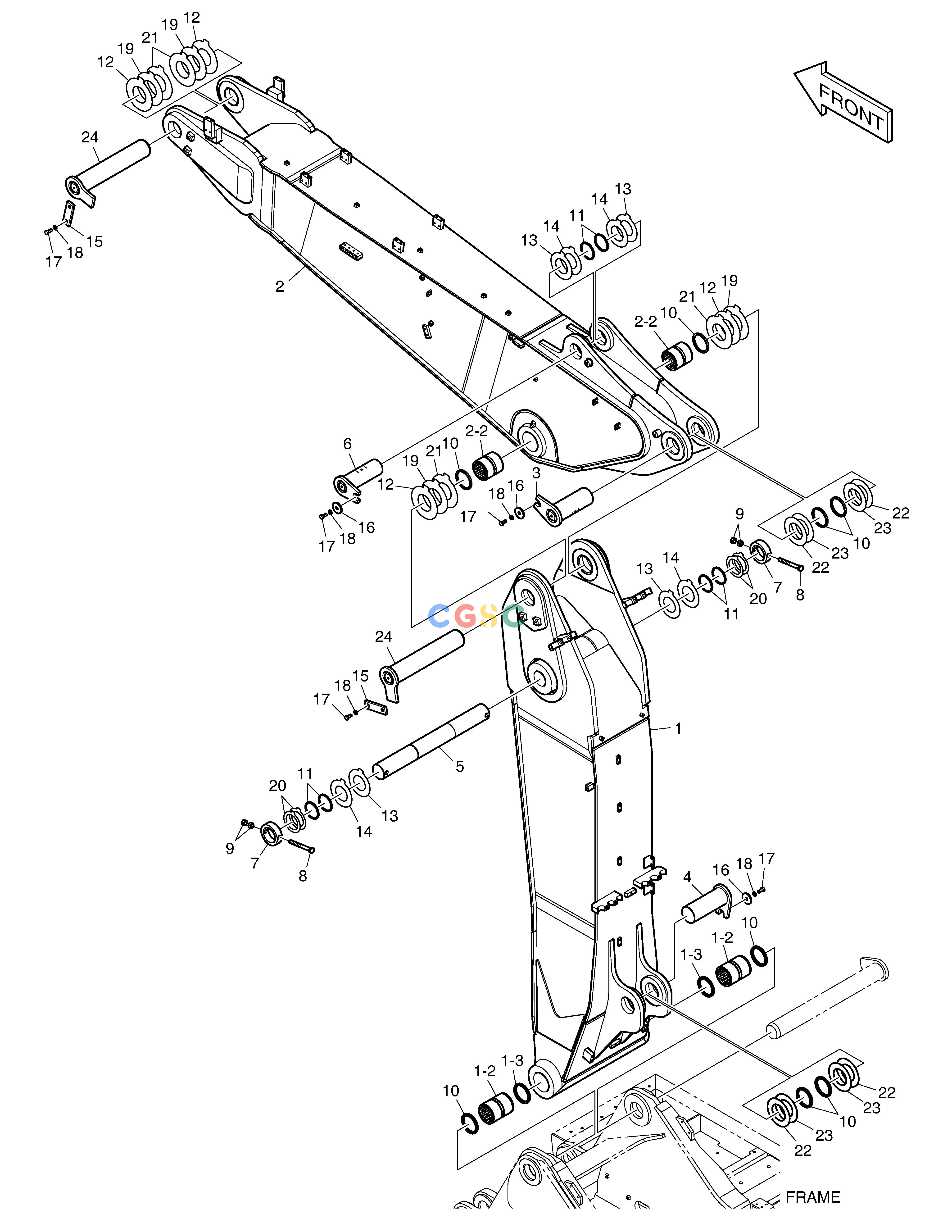 斗山零件查询ARTI. BOOM DX340LC-5 / DX350LC-5(S/N:10001~10049) Doosan parts catalog online