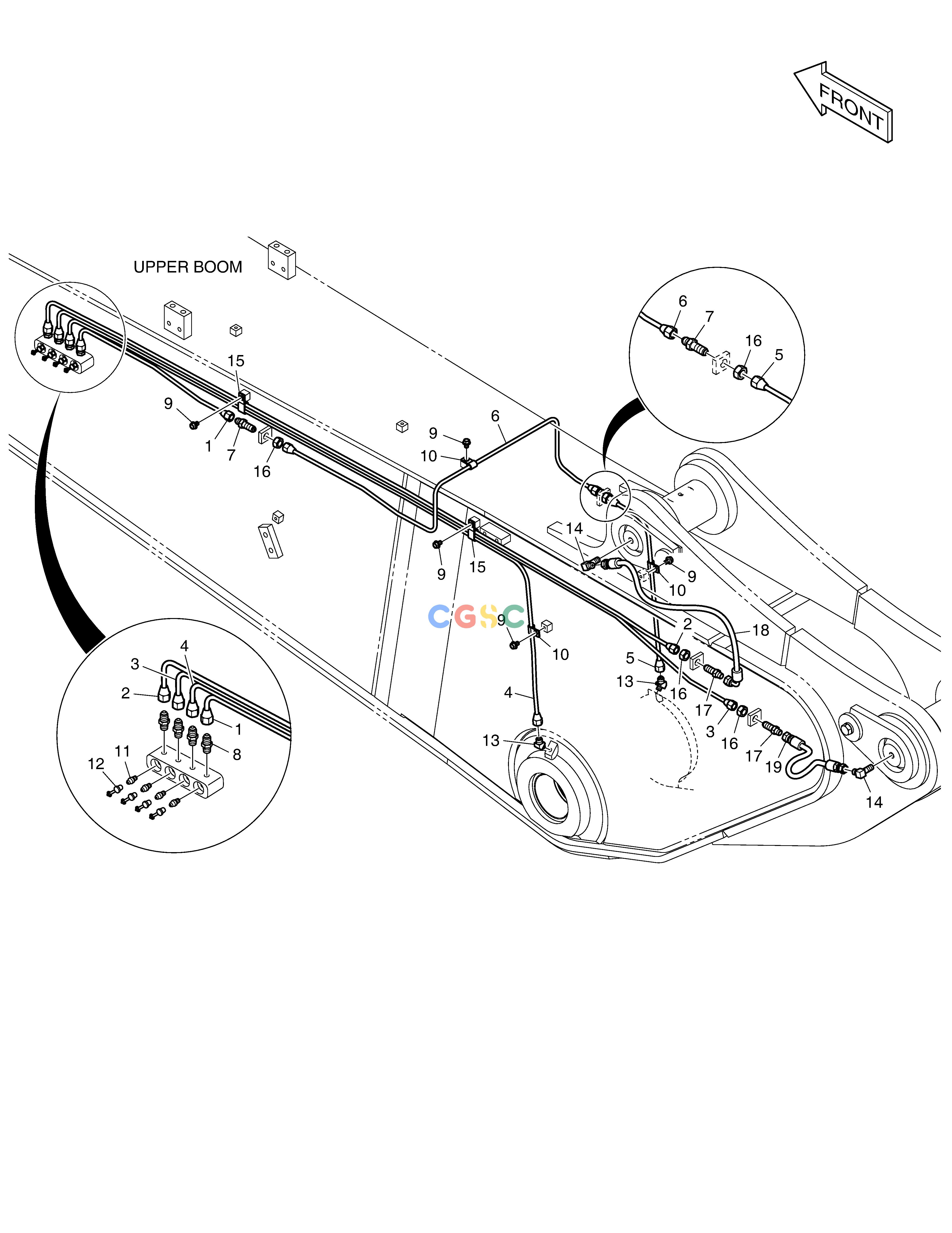 斗山零件查询LUBRICATION PIPING - UPPER BOOM DX340LC-5 / DX350LC-5(S/N:10001~10049) Doosan parts catalog online
