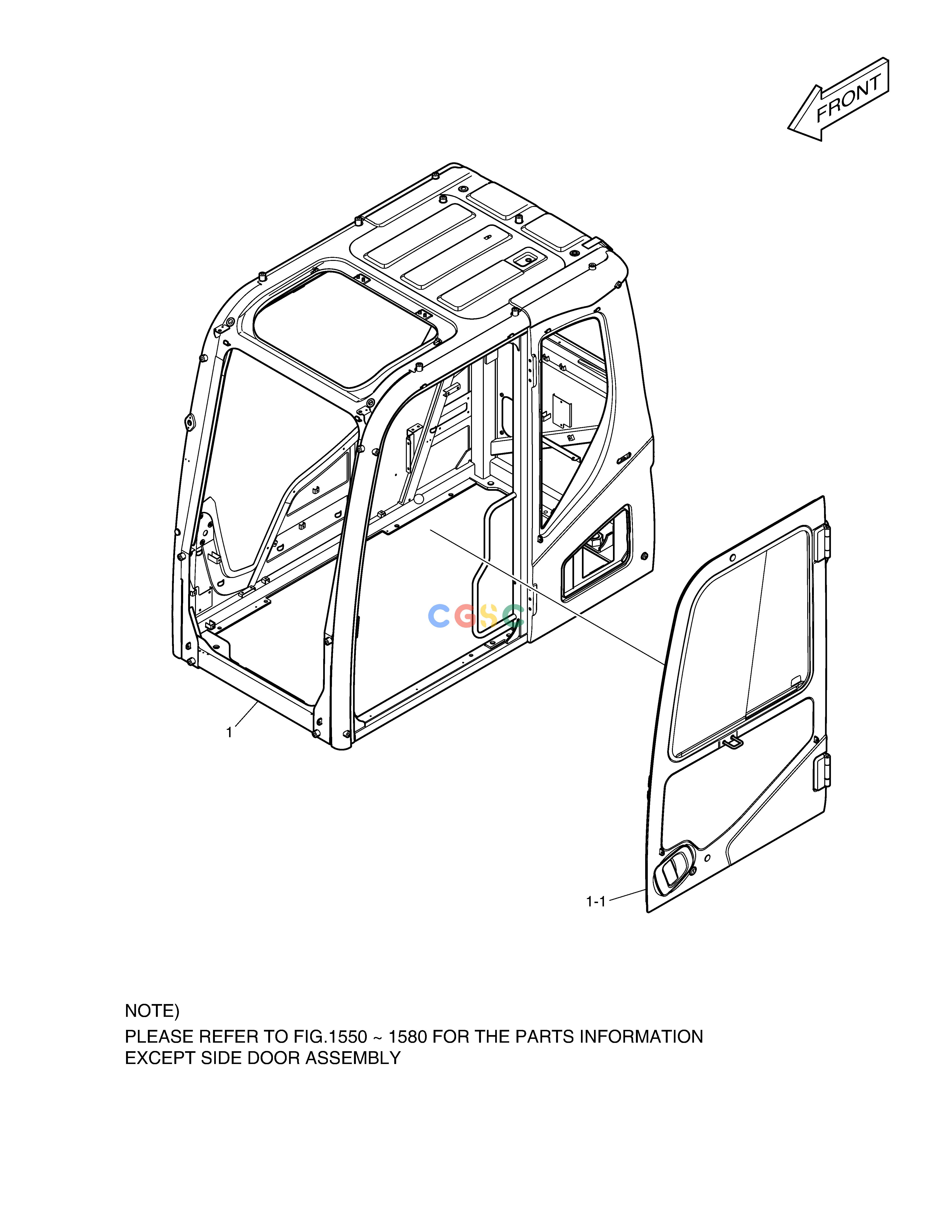 斗山零件查询CABIN - ROPS(NA) DX340LC-5 / DX350LC-5(S/N:10001~10049) Doosan parts catalog online