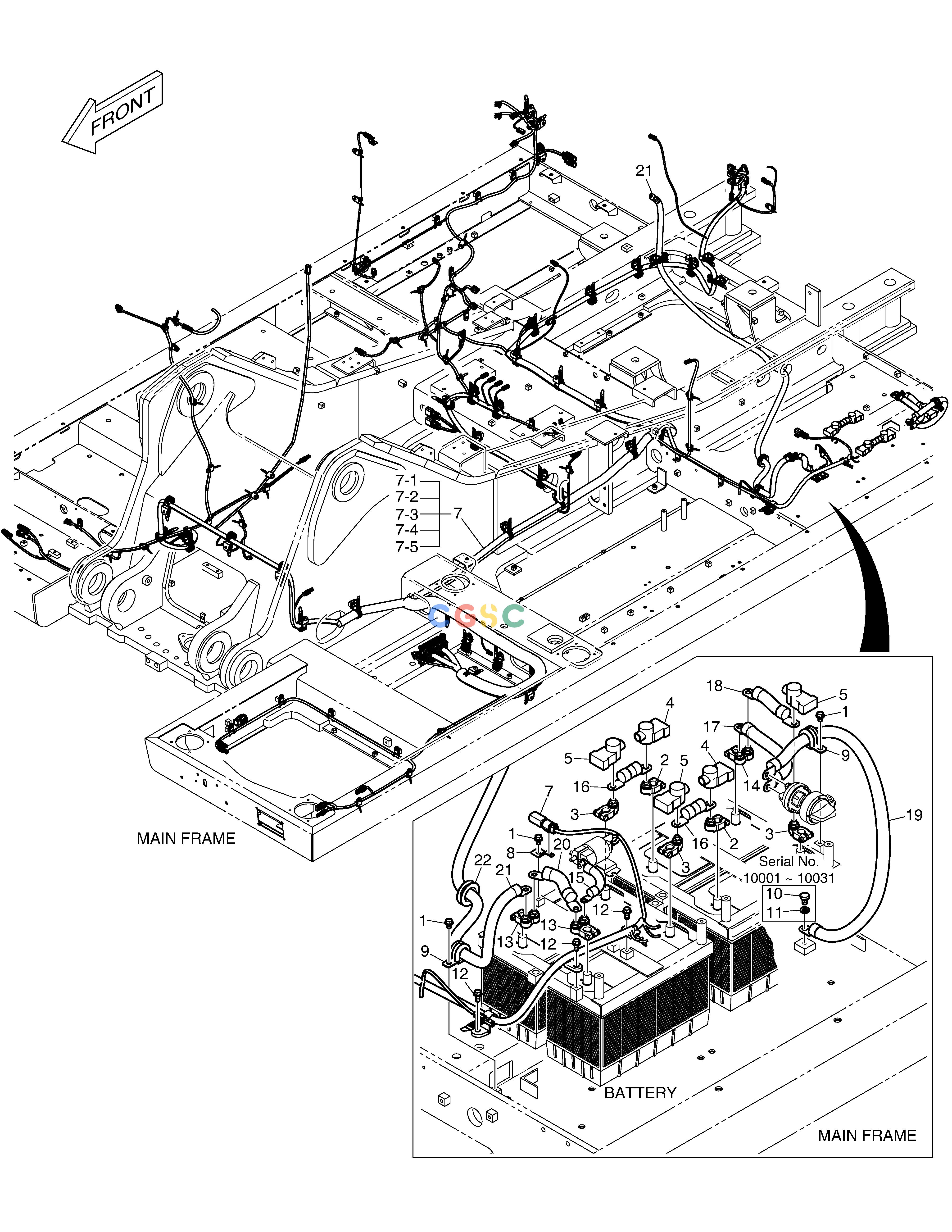 斗山零件查询ELECTRIC WIRING(1500CCA) DX340LC-5 / DX350LC-5(S/N:10001~10049) Doosan parts catalog online