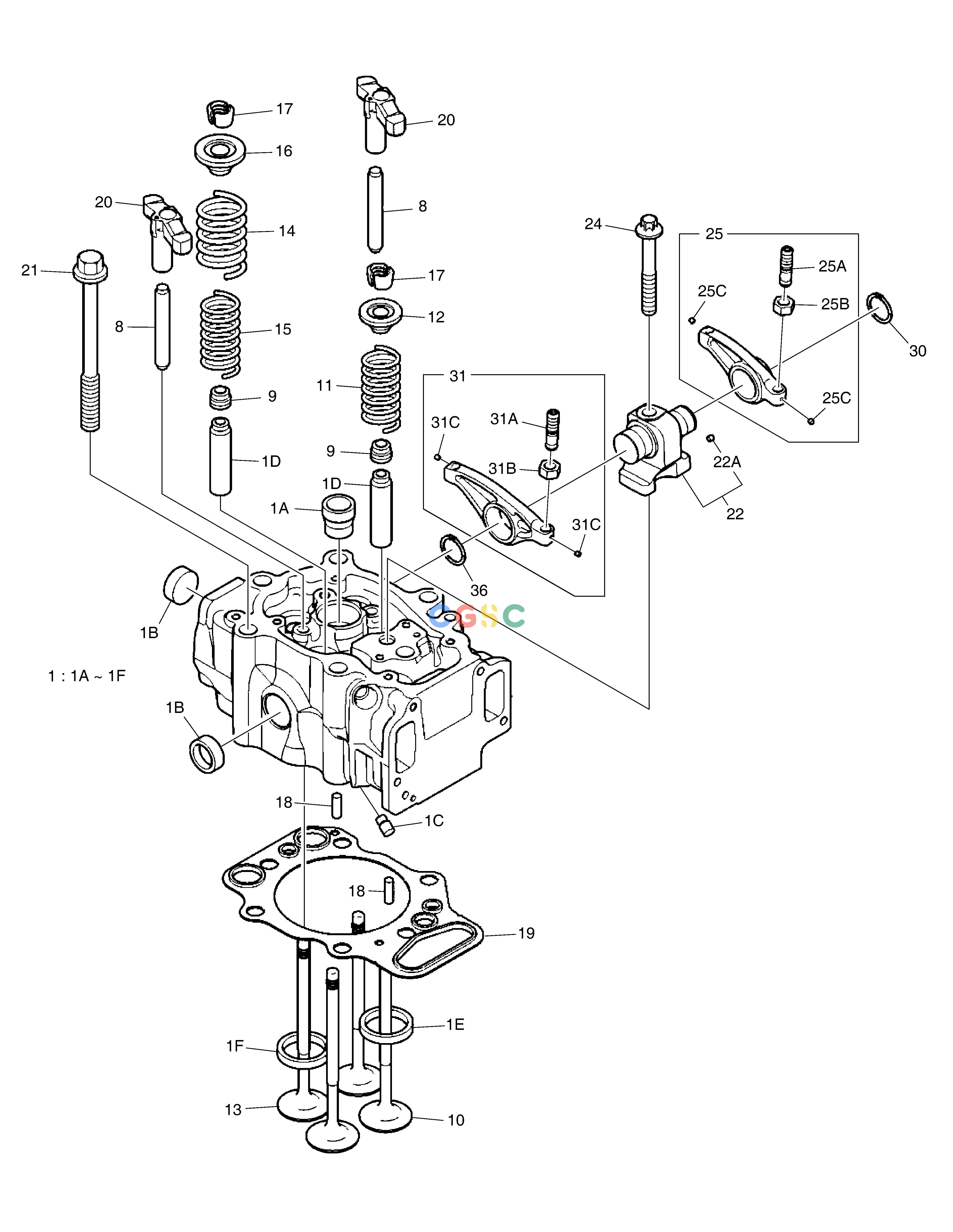 斗山零件查询CYLINDER HEAD DX490LC-5(S/N:10001~10011) Doosan parts catalog online