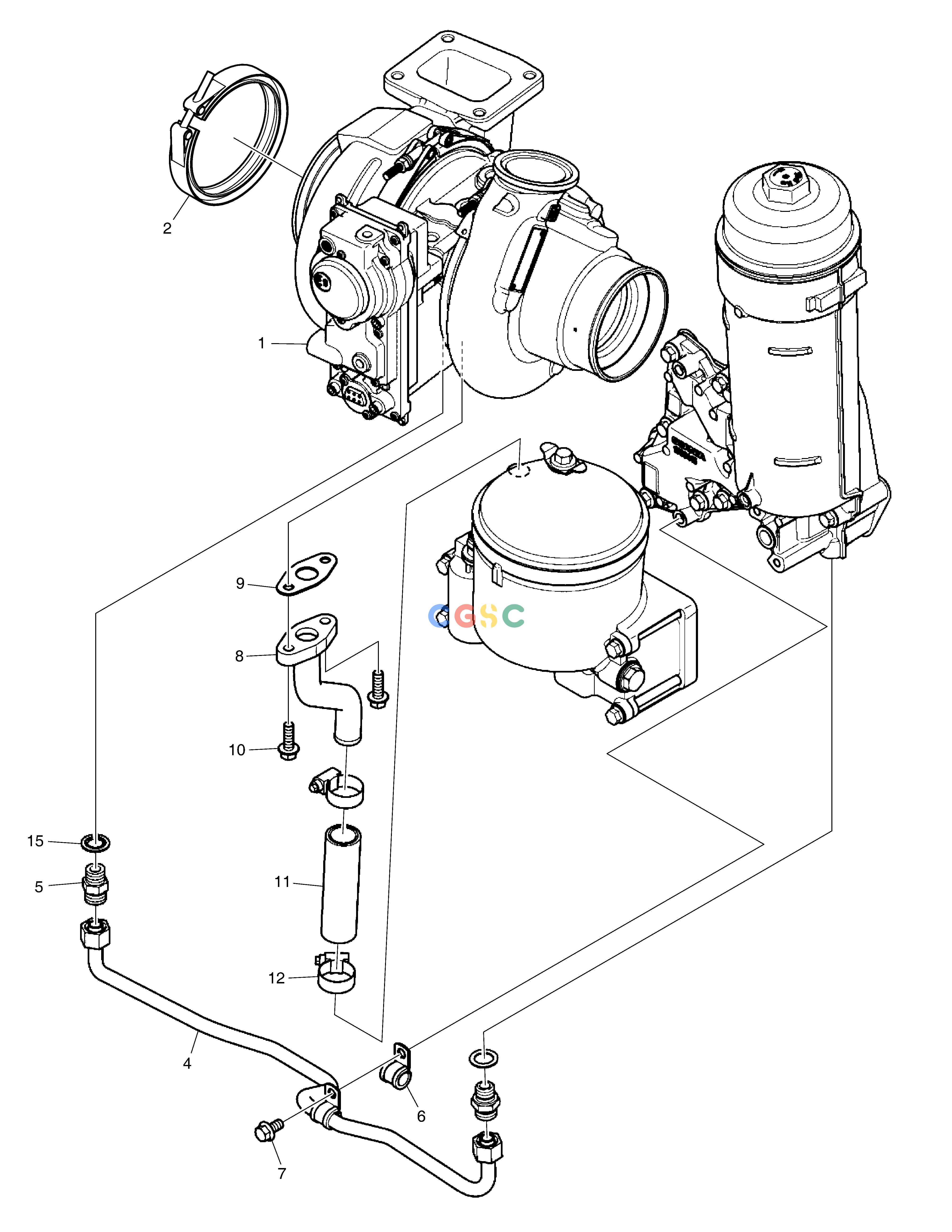 斗山零件查询TURBO CHARGER PLUMBING DX490LC-5(S/N:10001~10011) Doosan parts catalog online