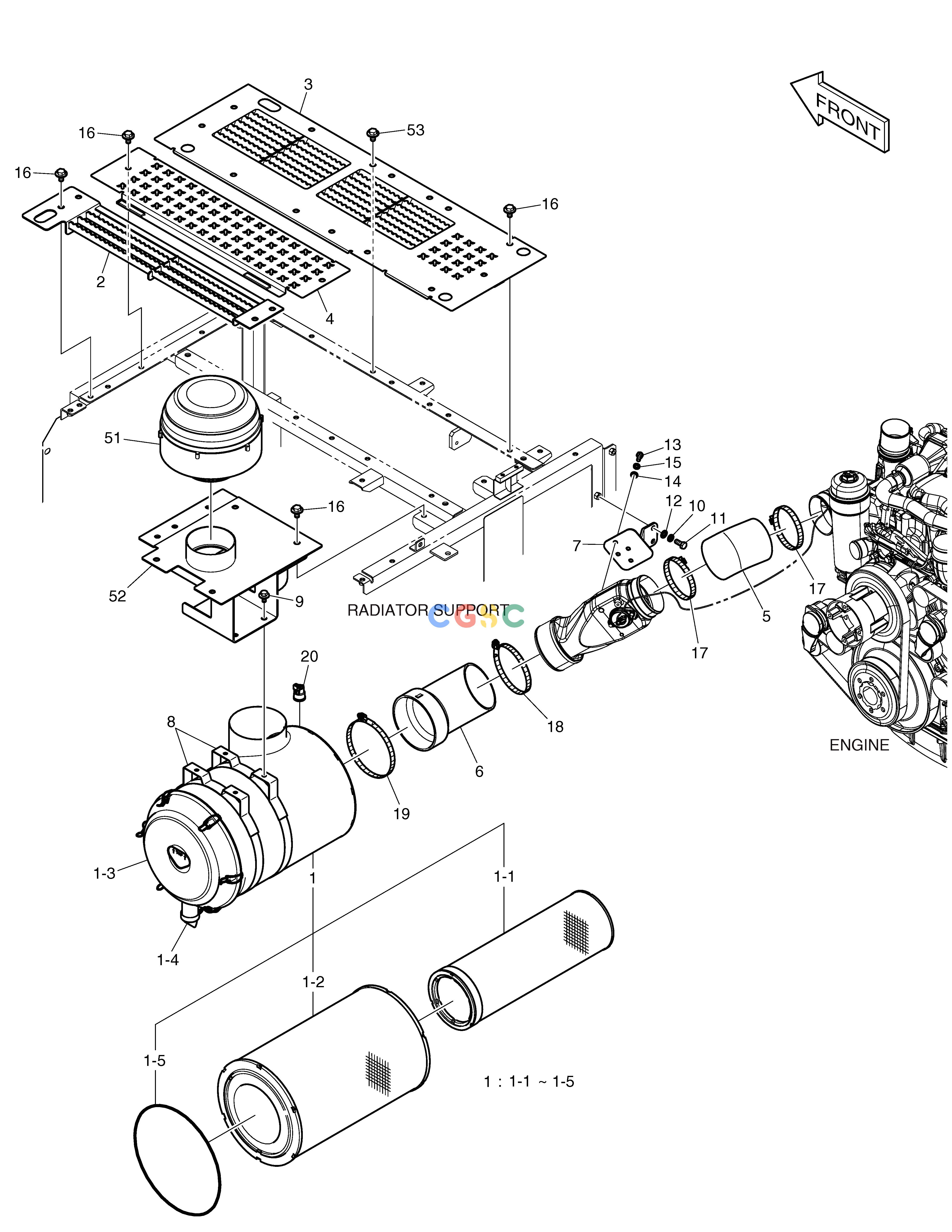 斗山零件查询AIR CLEANER DX490LC-5(S/N:10001~10011) Doosan parts catalog online
