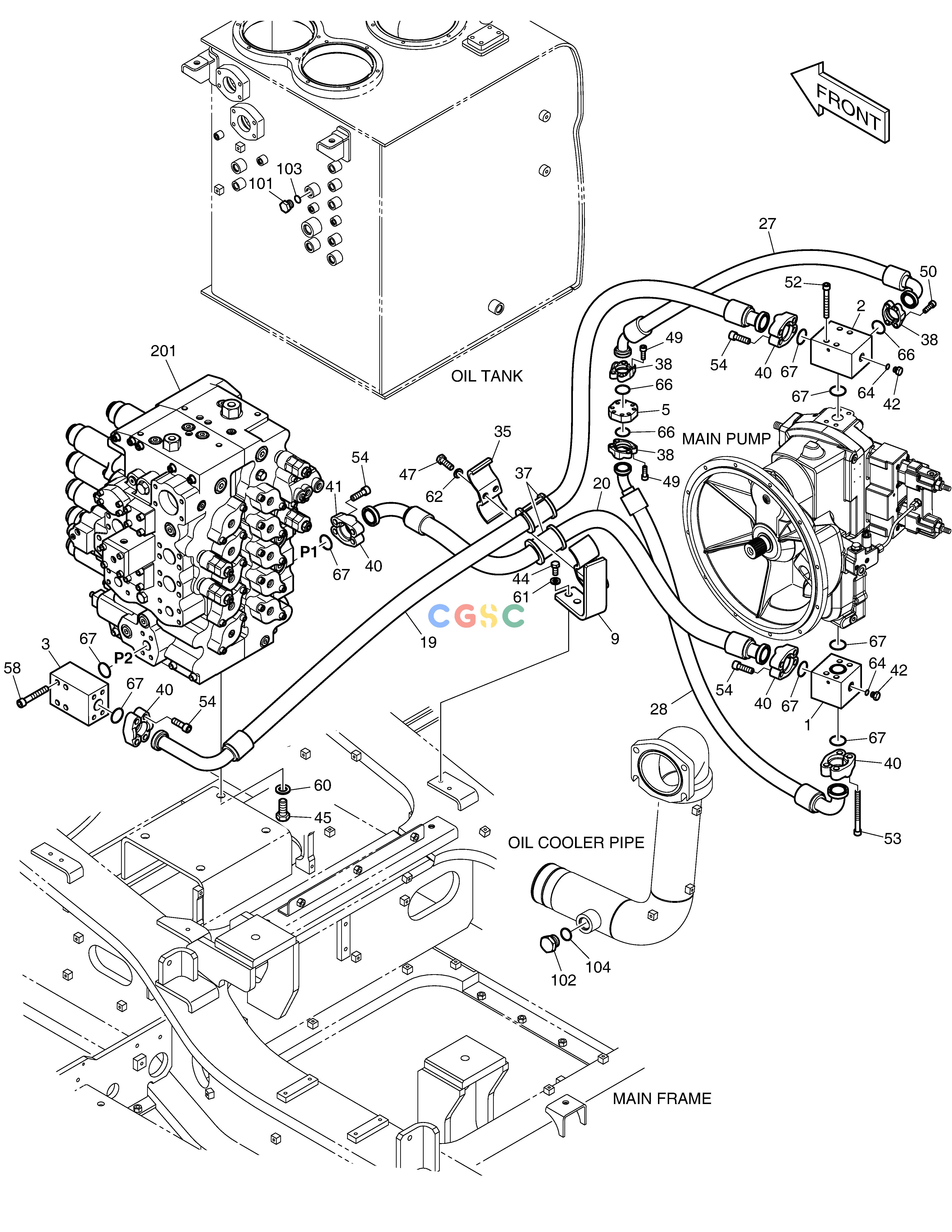 斗山零件查询MAIN PIPING(1) - PUMP DX490LC-5(S/N:10001~10011) Doosan parts catalog online