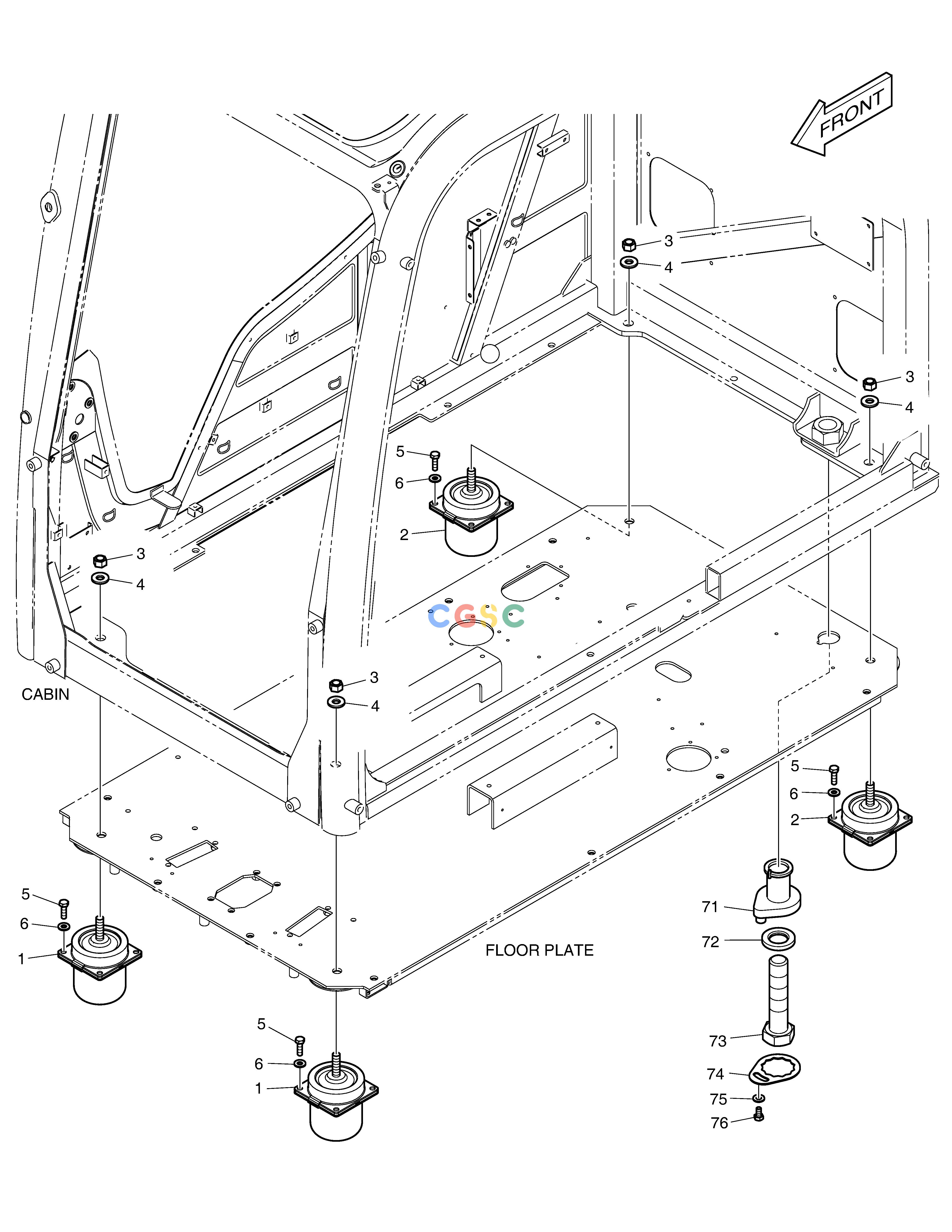 斗山零件查询CABIN MOUNTING DX490LC-5(S/N:10001~10011) Doosan parts catalog online