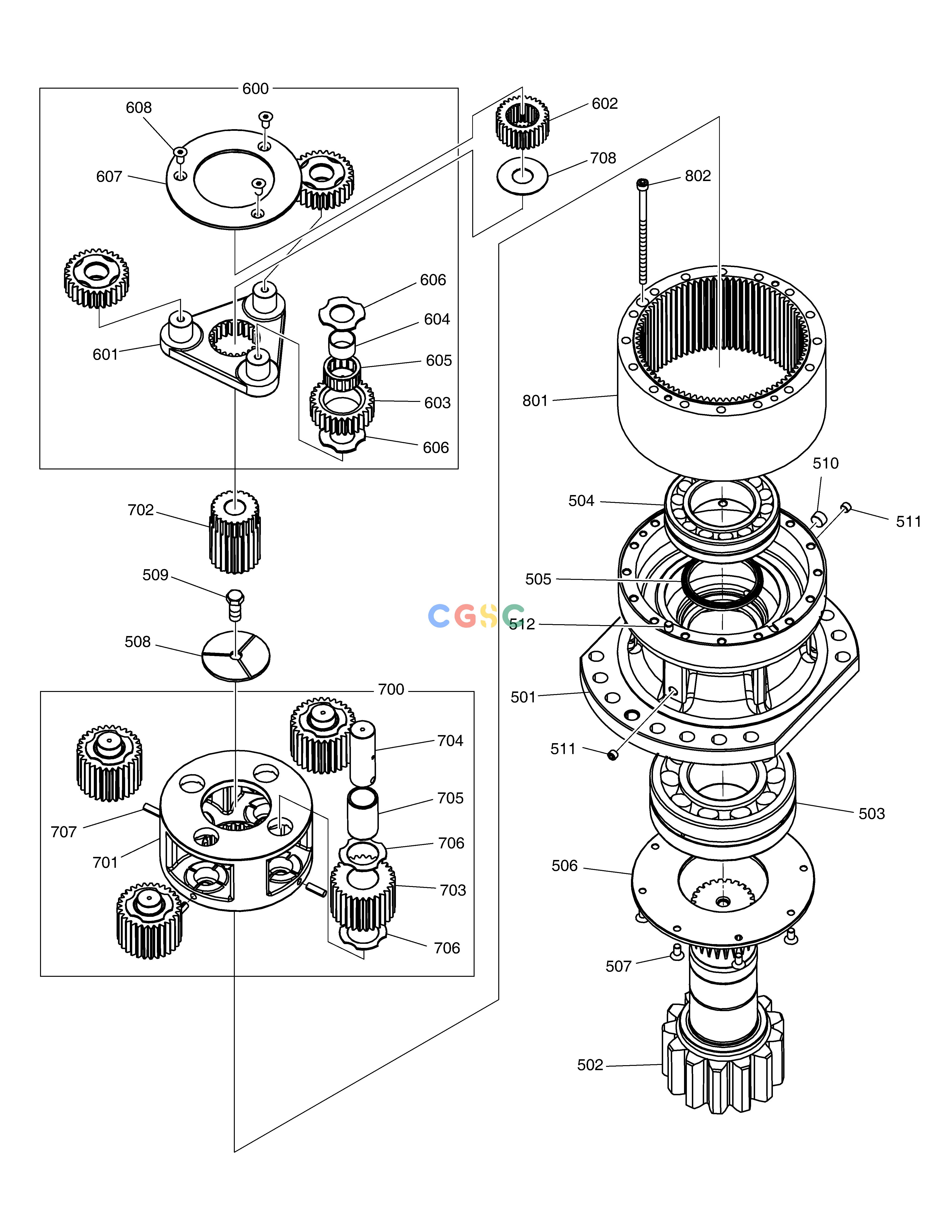 斗山零件查询SWING REDUCTION GEAR DX490LC-5(S/N:10001~10011) Doosan parts catalog online
