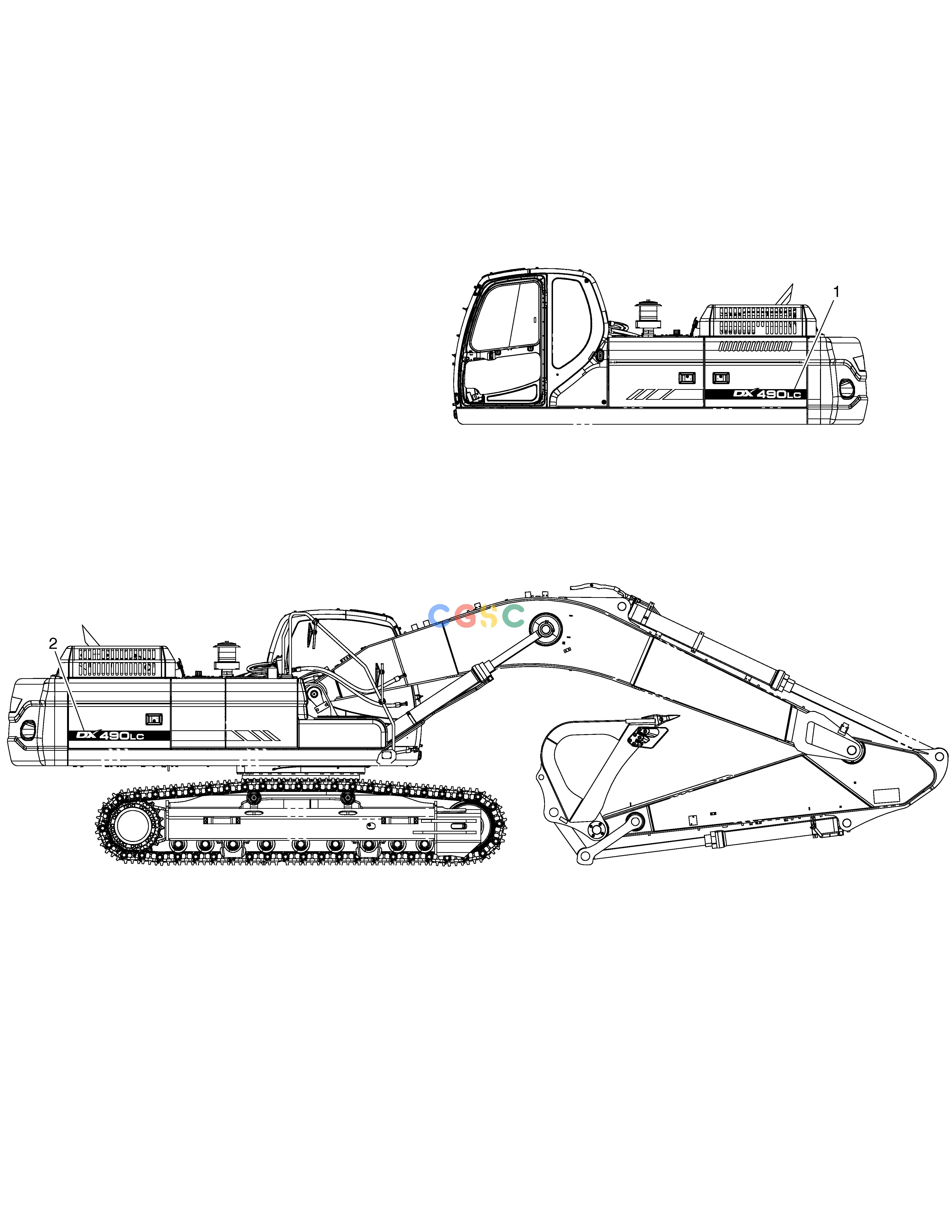 斗山零件查询DECAL - MACHINE NAME DX490LC-5(S/N:10001~10011) Doosan parts catalog online