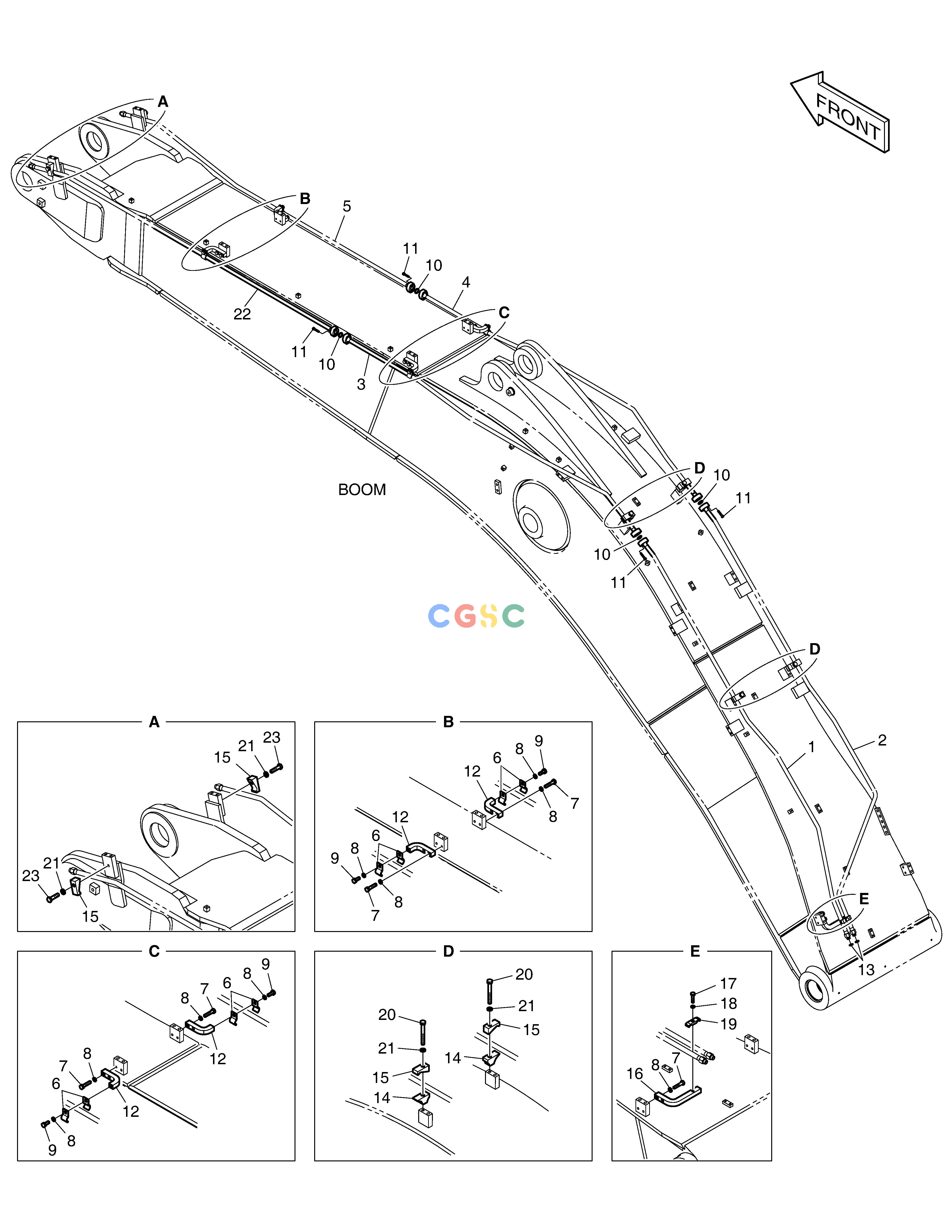 斗山零件查询BOOM PIPING - ROTATING DX490LC-5(S/N:10001~10011) Doosan parts catalog online