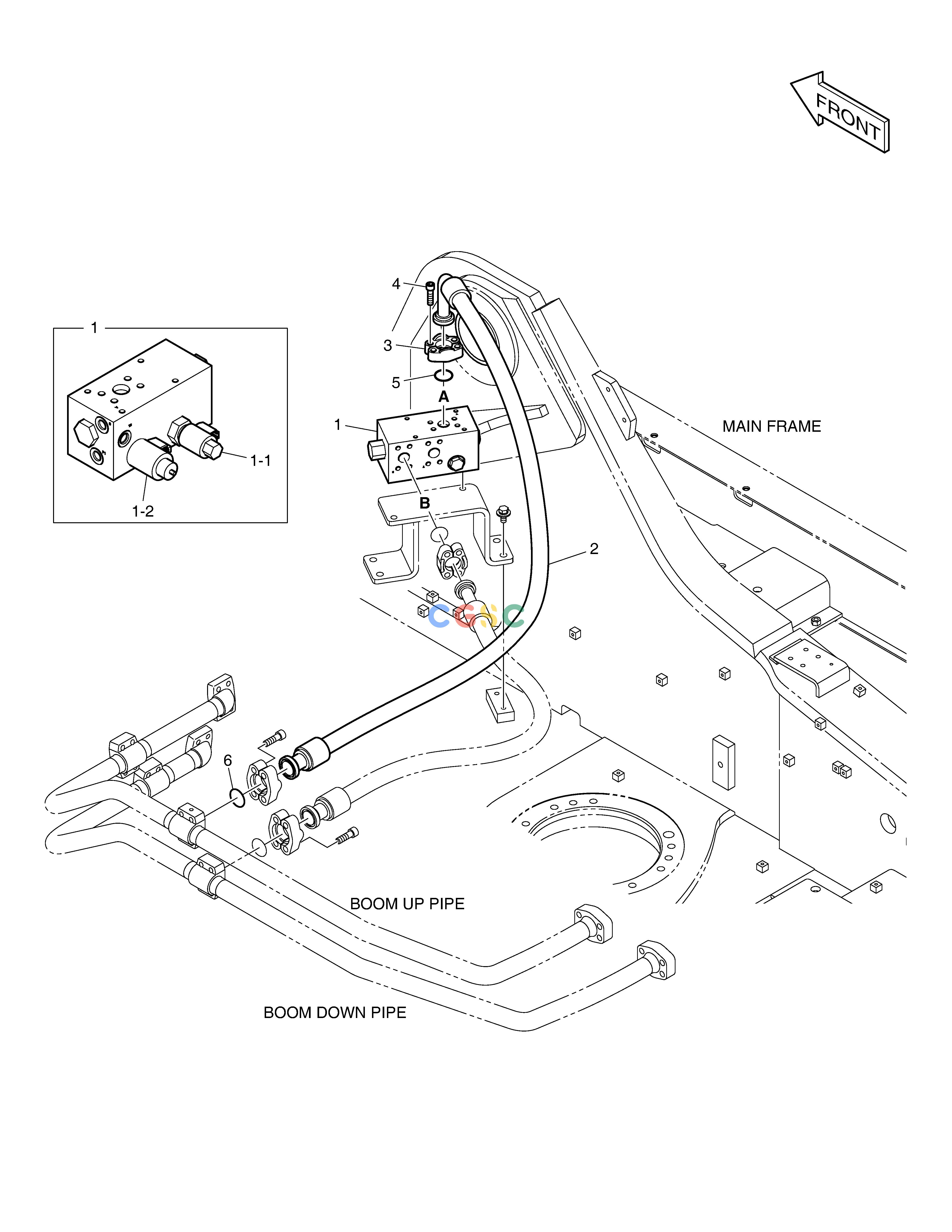 斗山零件查询MAIN PIPING - BOOM FLOATING(LOCK V/V) DX490LC-5(S/N:10001~10011) Doosan parts catalog online