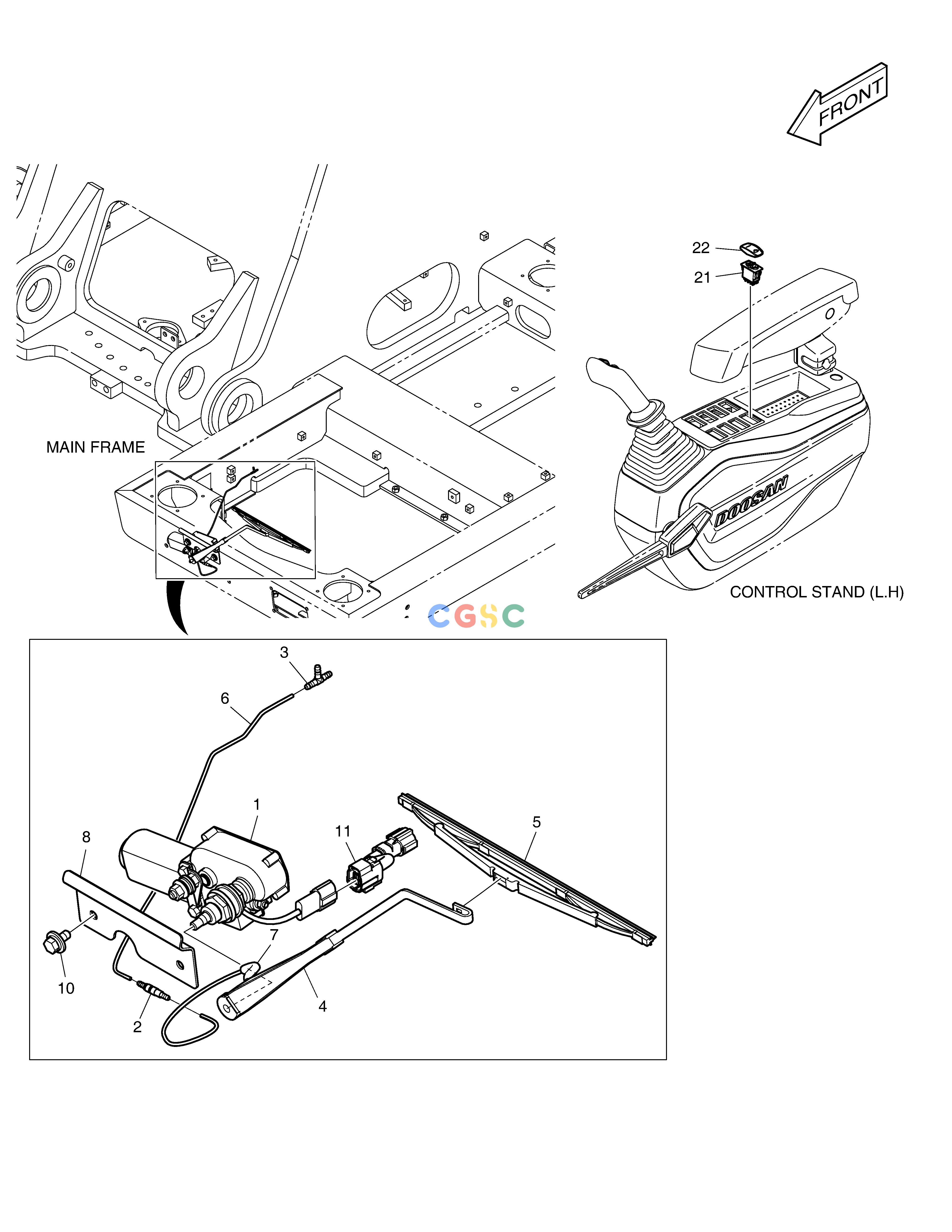 斗山零件查询LOWER WIPER DX490LC-5(S/N:10001~10011) Doosan parts catalog online
