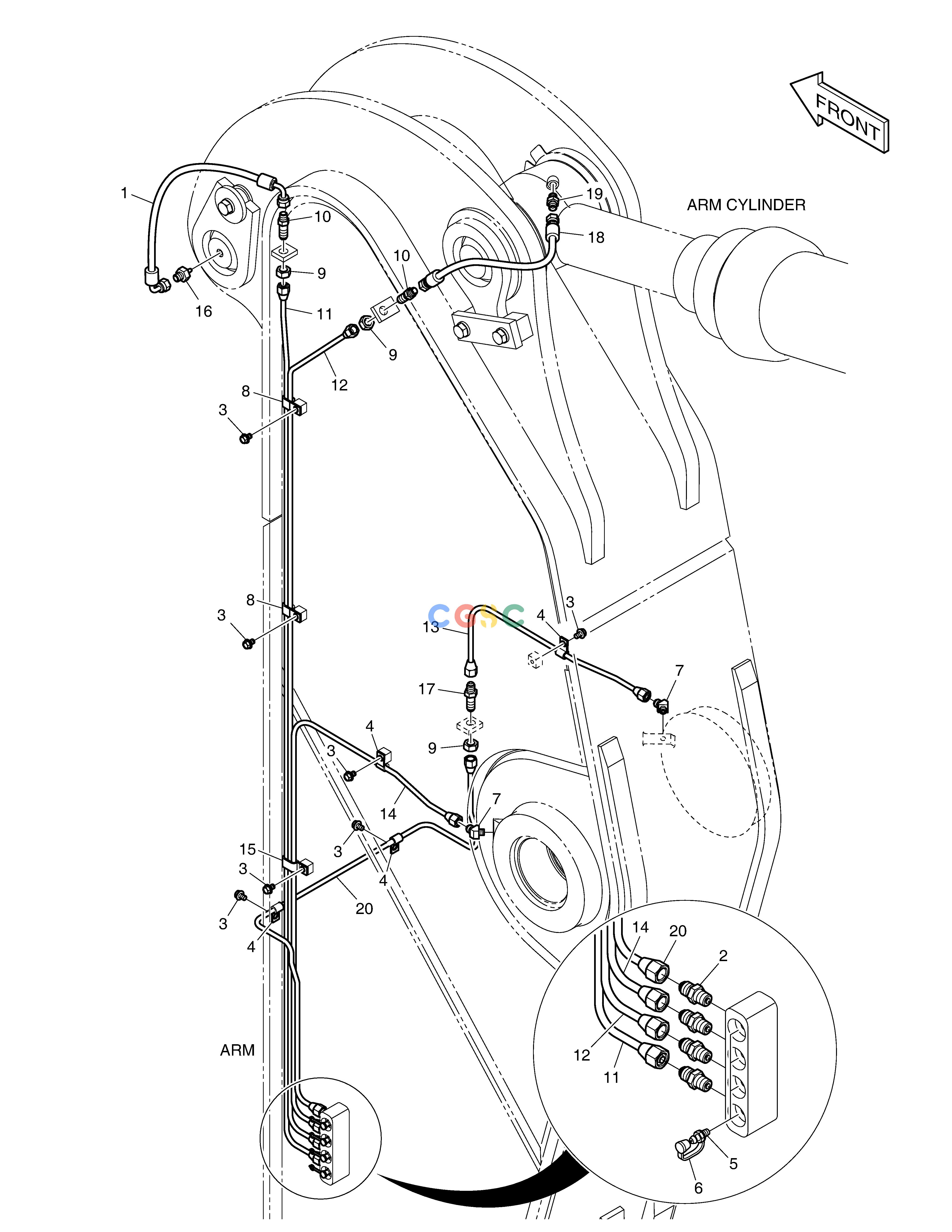 斗山零件查询LUBRICATION PIPING - ARM 2.4m DX490LC-5(S/N:10001~10011) Doosan parts catalog online