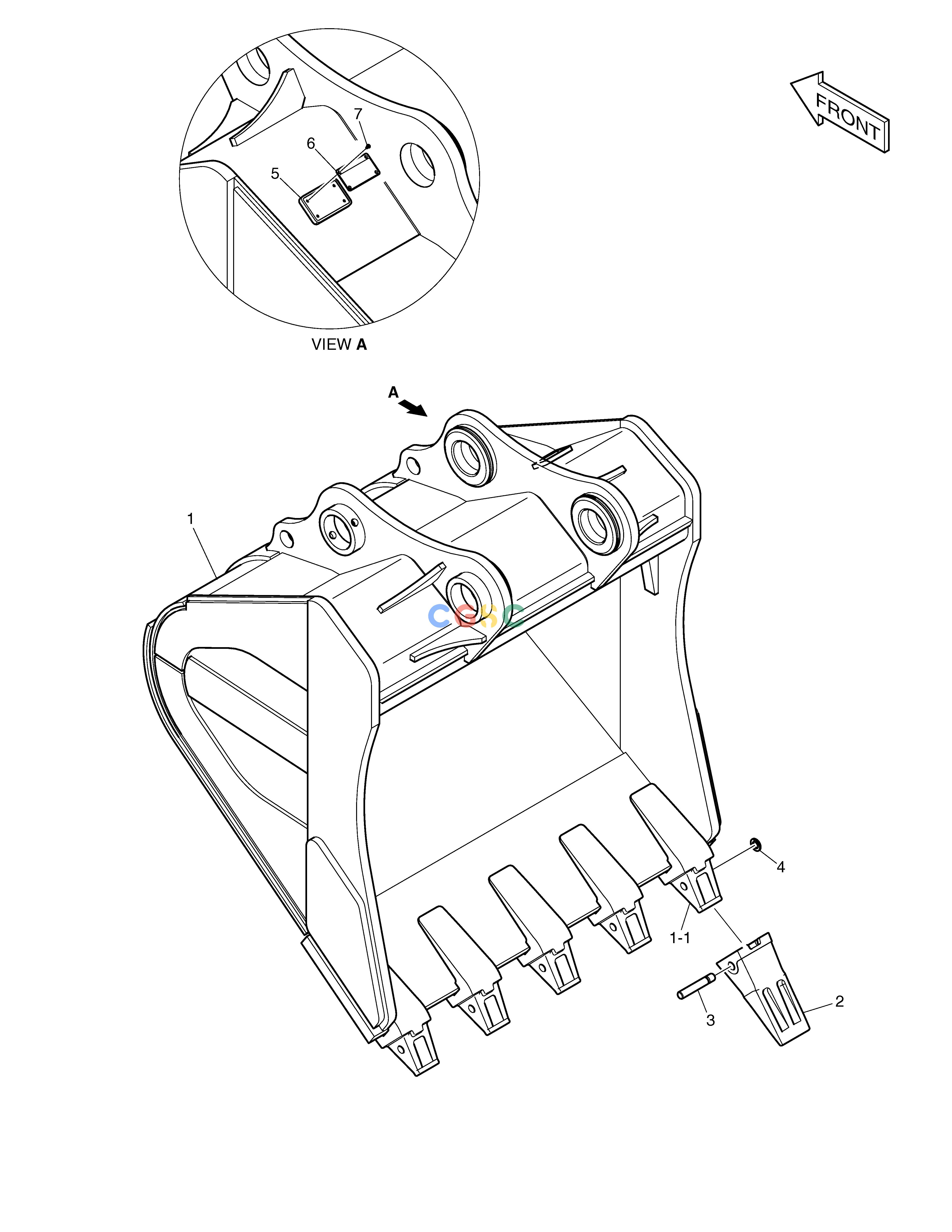斗山零件查询ROCK BUCKET ASS'Y 1.71m³ - HEAVY DUTY DX490LC-5(S/N:10001~10011) Doosan parts catalog online