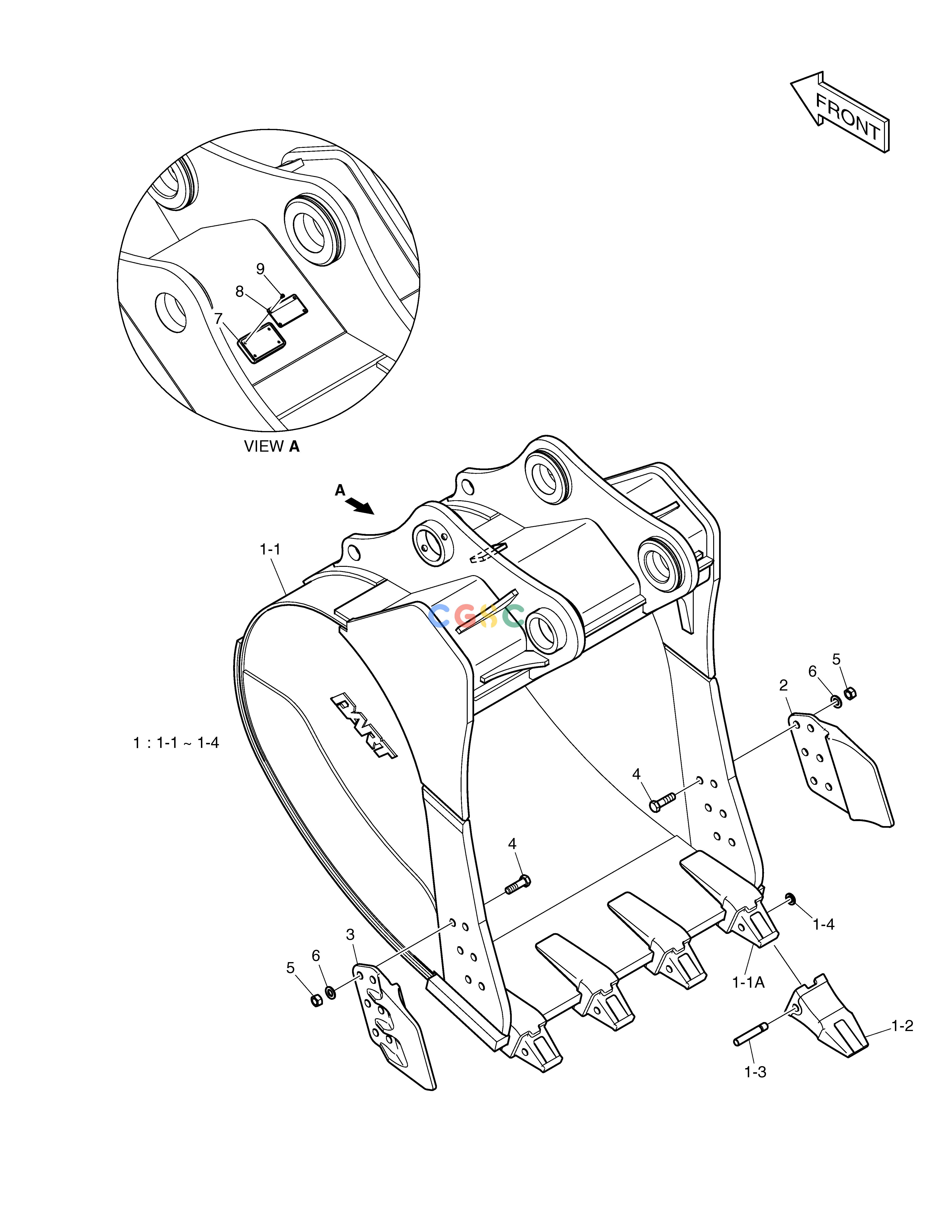 斗山零件查询BUCKET ASS'Y - 2.01m³ - HEAVY DUTY DX490LC-5(S/N:10001~10011) Doosan parts catalog online