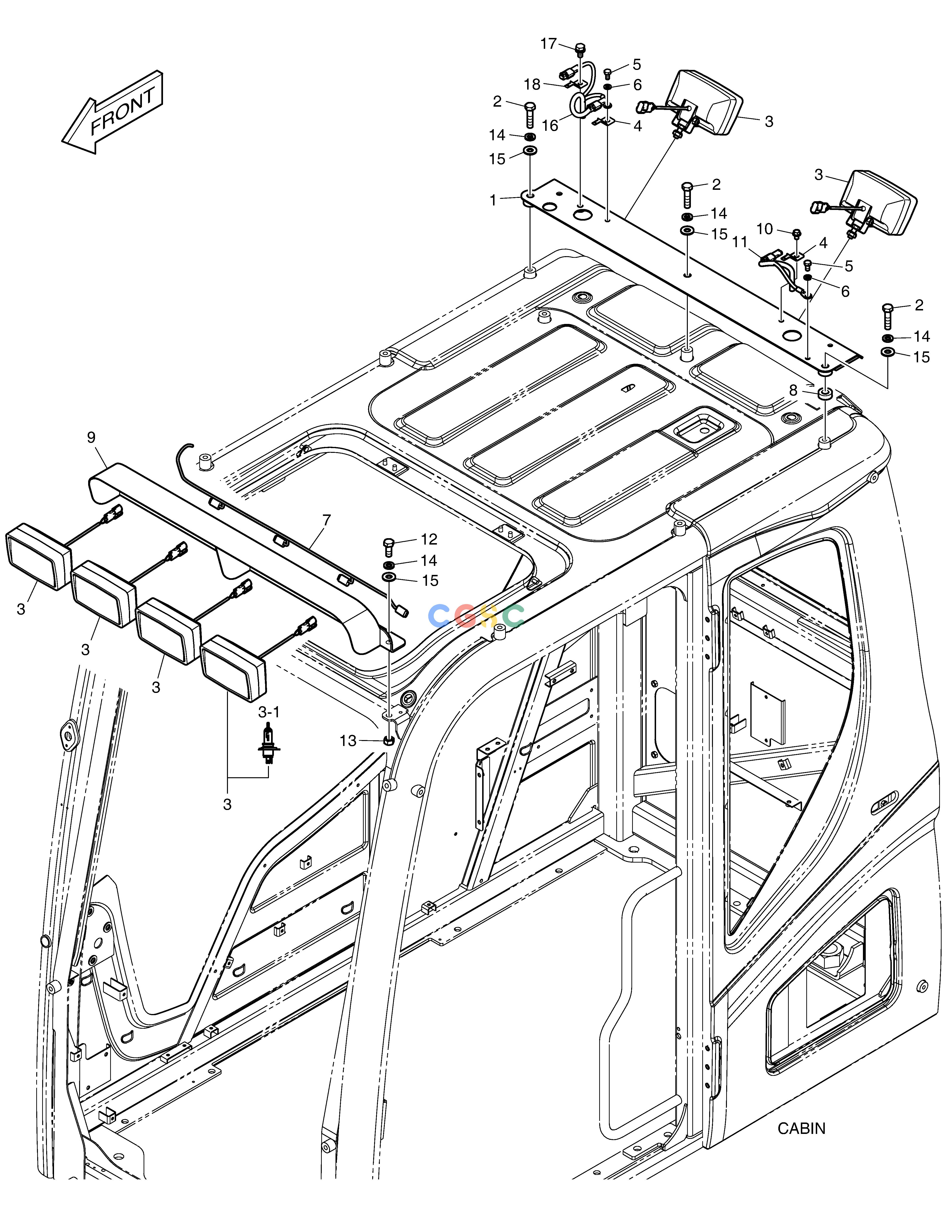 斗山零件查询WORKING LAMP - 6 LAMP DX490LC-5(S/N:10001~10011) Doosan parts catalog online