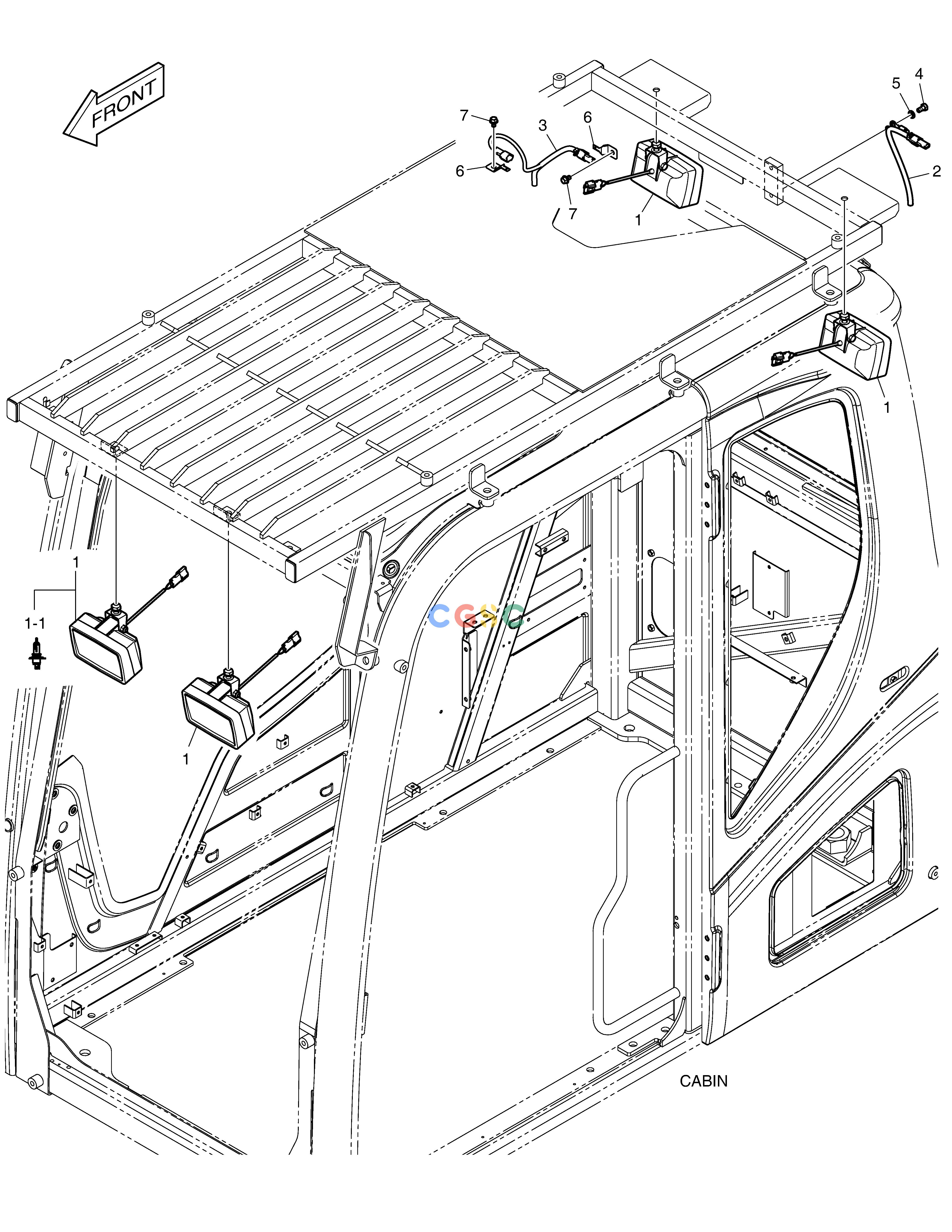 斗山零件查询WORKING LAMP - 6 LAMP(GUARD) DX490LC-5(S/N:10001~10011) Doosan parts catalog online