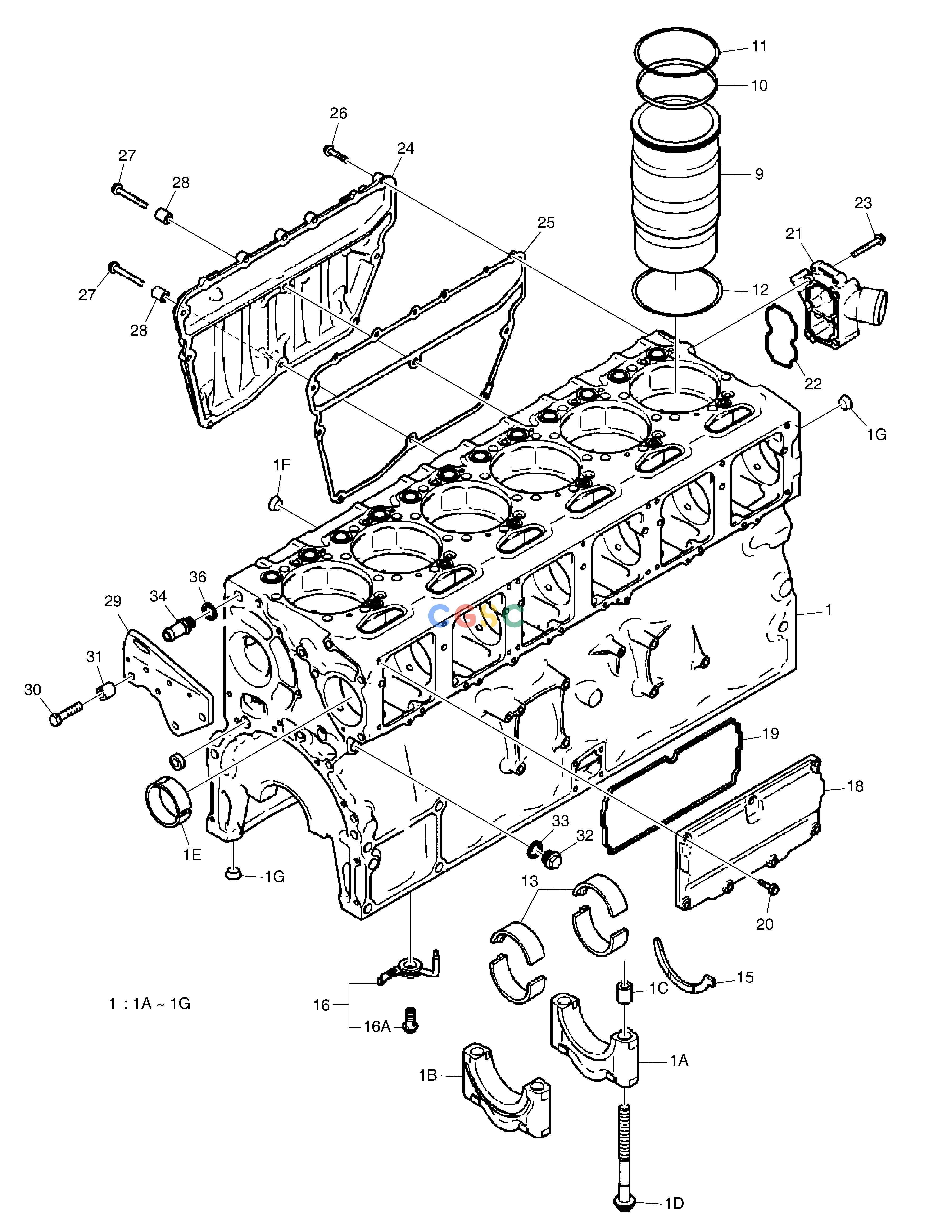 斗山零件查询CYLINDER BLOCK DX420LC-5(S/N:10001~10010) Doosan parts catalog online
