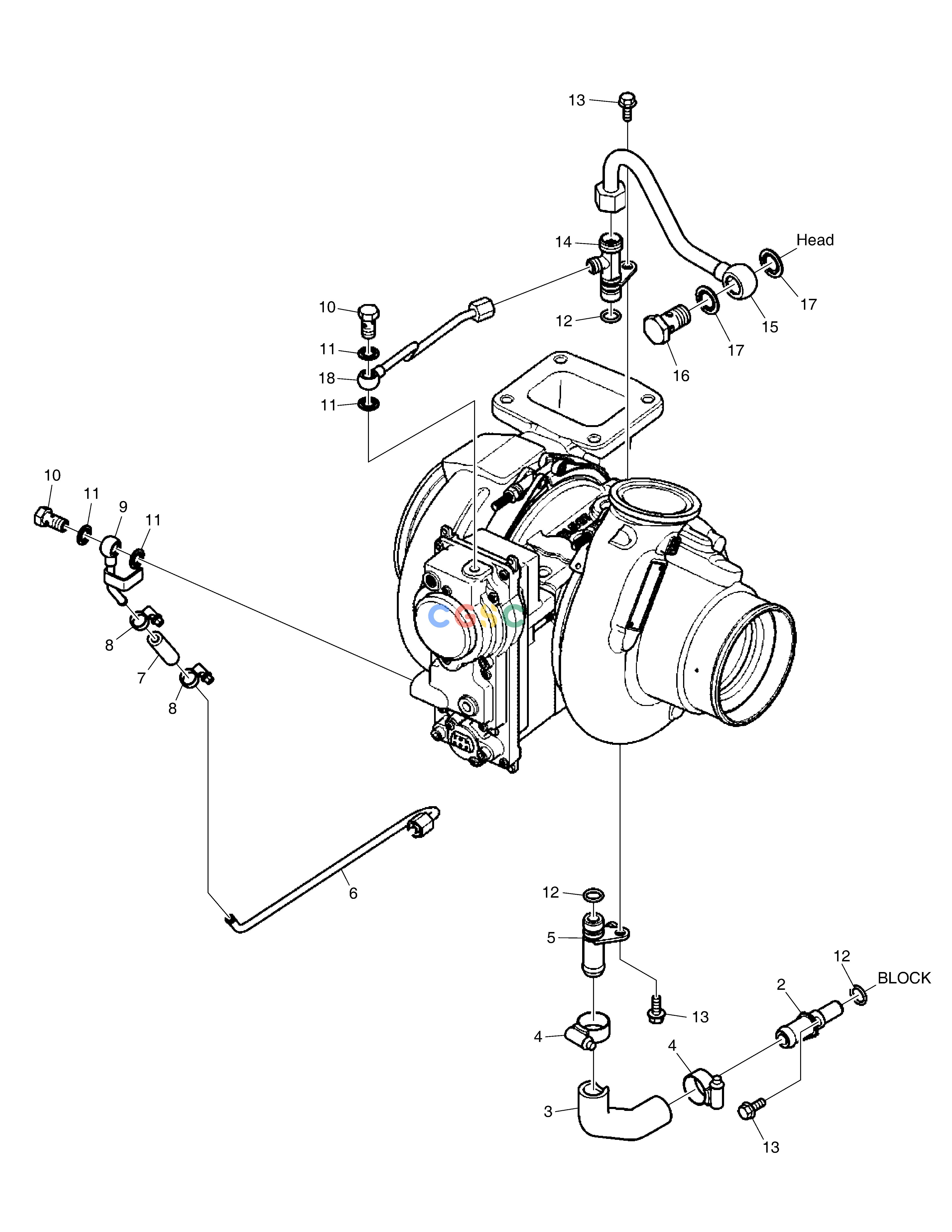 斗山零件查询TURBO CHARGER COOLANT PIPE DX420LC-5(S/N:10001~10010) Doosan parts catalog online