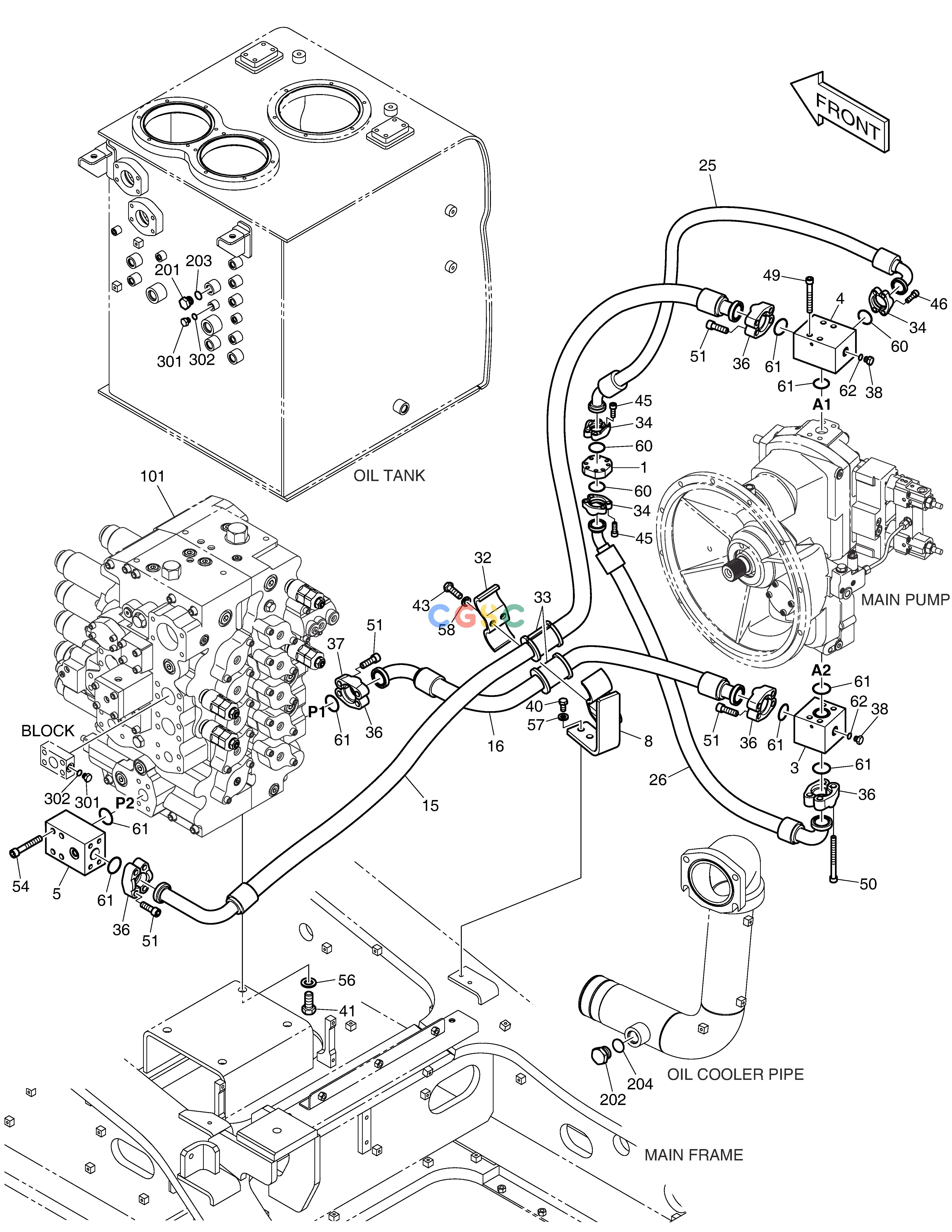 斗山零件查询MAIN PIPING(1) - PUMP DX420LC-5(S/N:10001~10010) Doosan parts catalog online