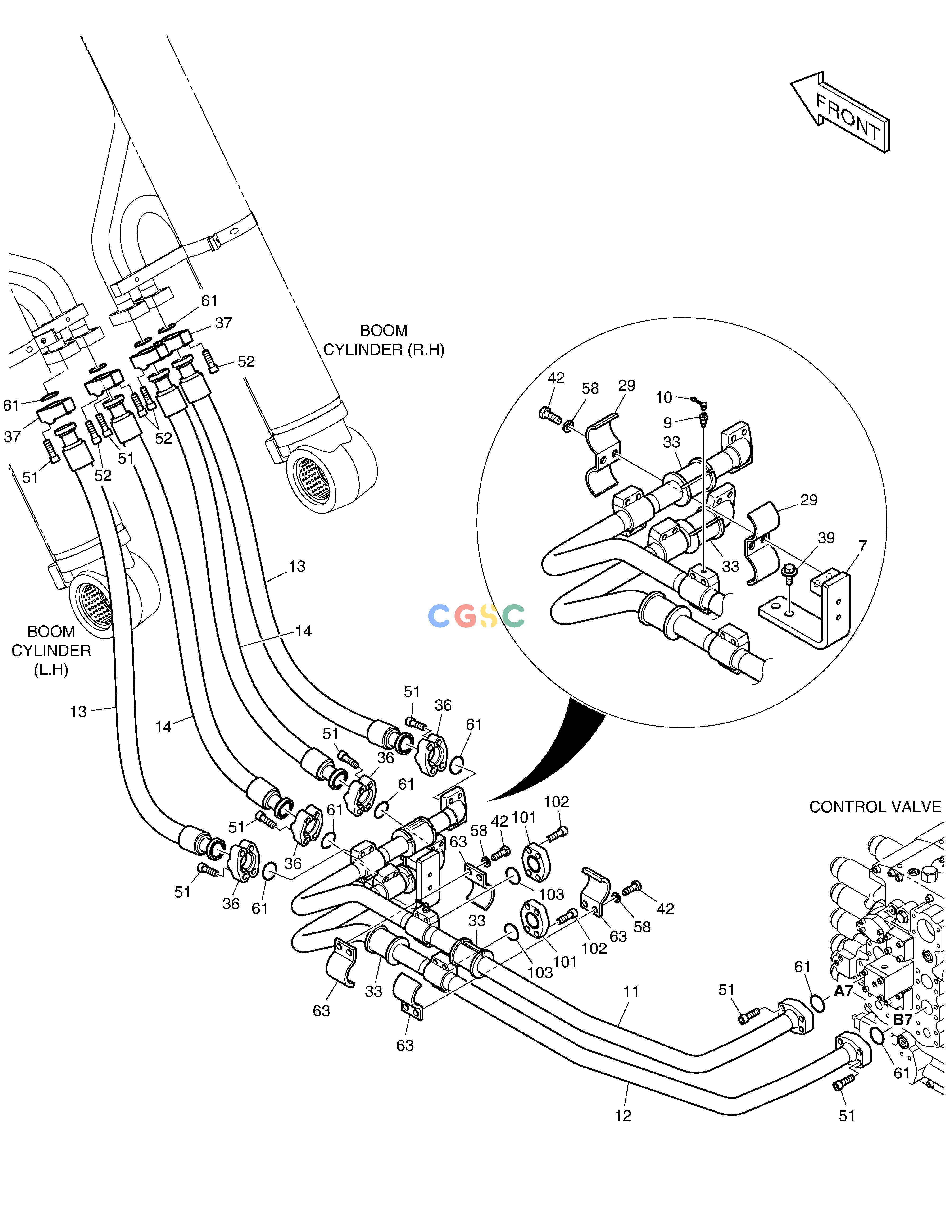 斗山零件查询MAIN PIPING(2) - BOOM DX420LC-5(S/N:10001~10010) Doosan parts catalog online