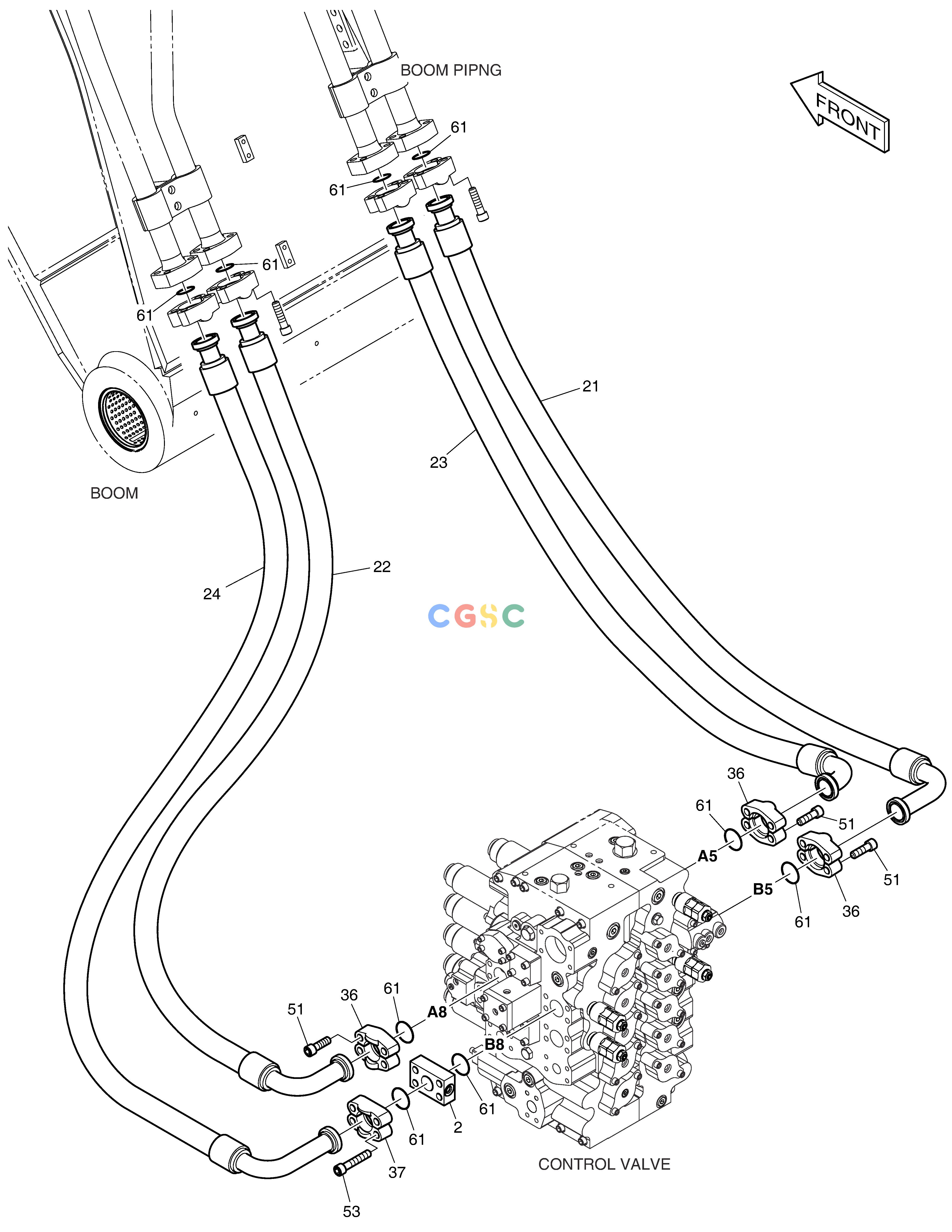 斗山零件查询MAIN PIPING(3) - ARM & BUCKET DX420LC-5(S/N:10001~10010) Doosan parts catalog online