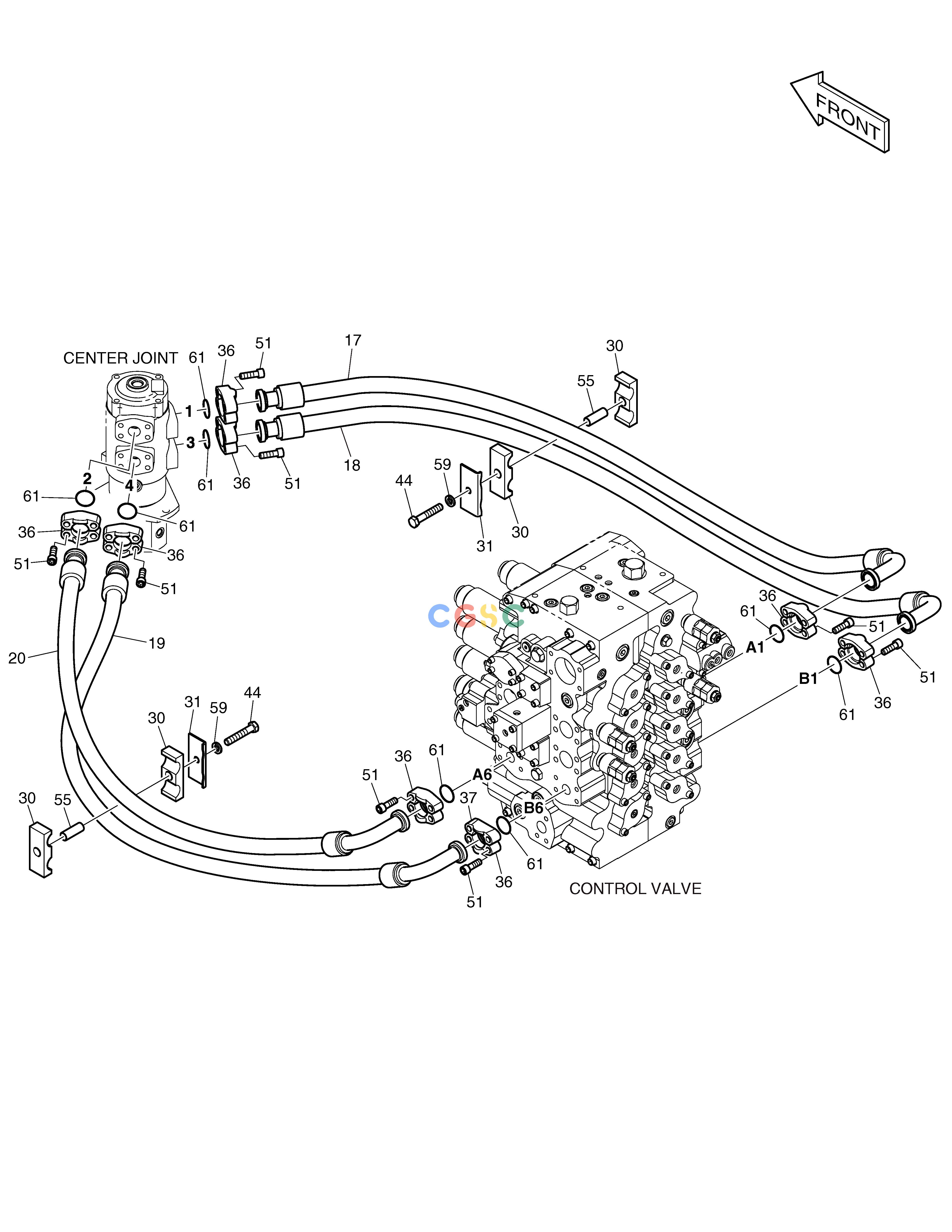 斗山零件查询MAIN PIPING(5) - CENTER JOINT DX420LC-5(S/N:10001~10010) Doosan parts catalog online