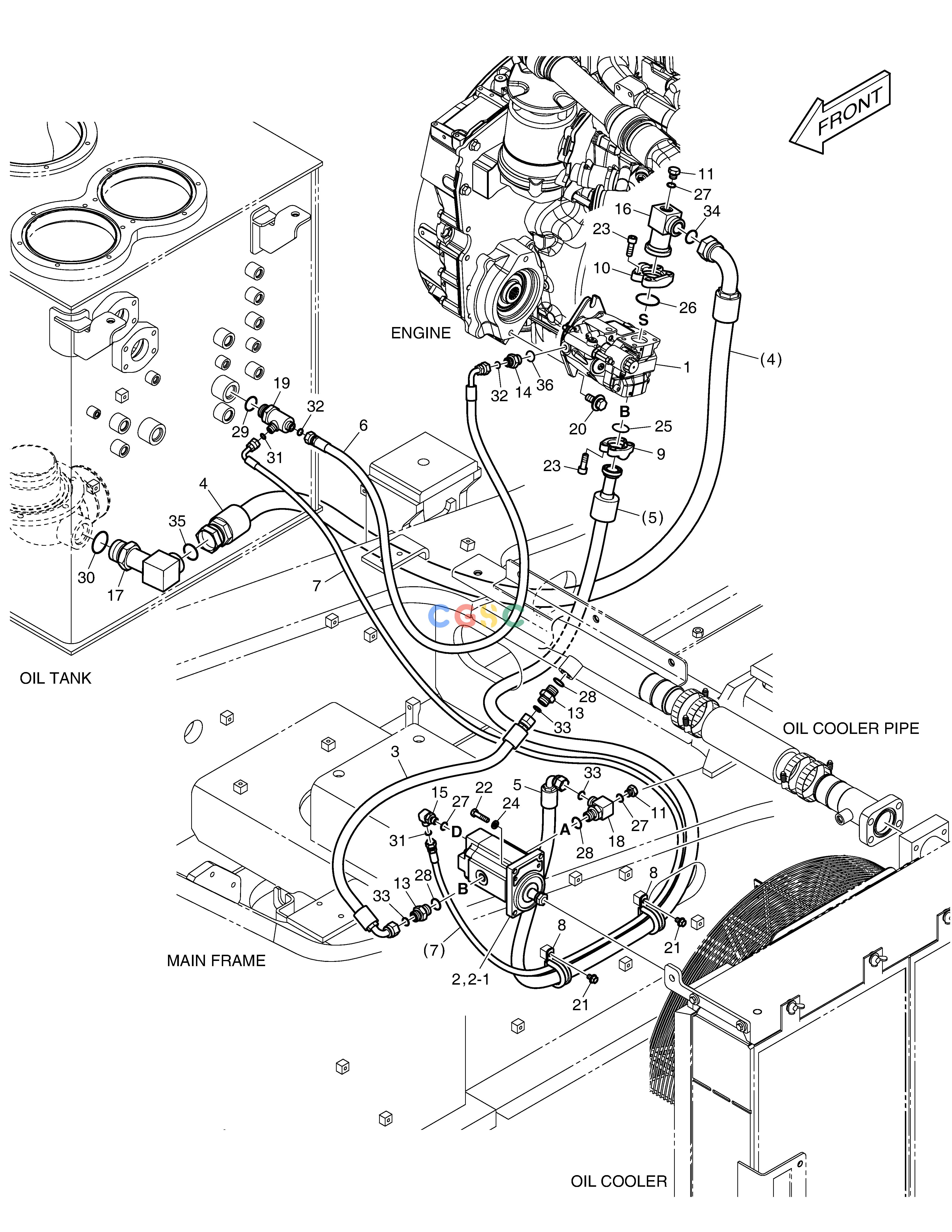 斗山零件查询MAIN PIPING(6) - FAN DRIVE DX420LC-5(S/N:10001~10010) Doosan parts catalog online