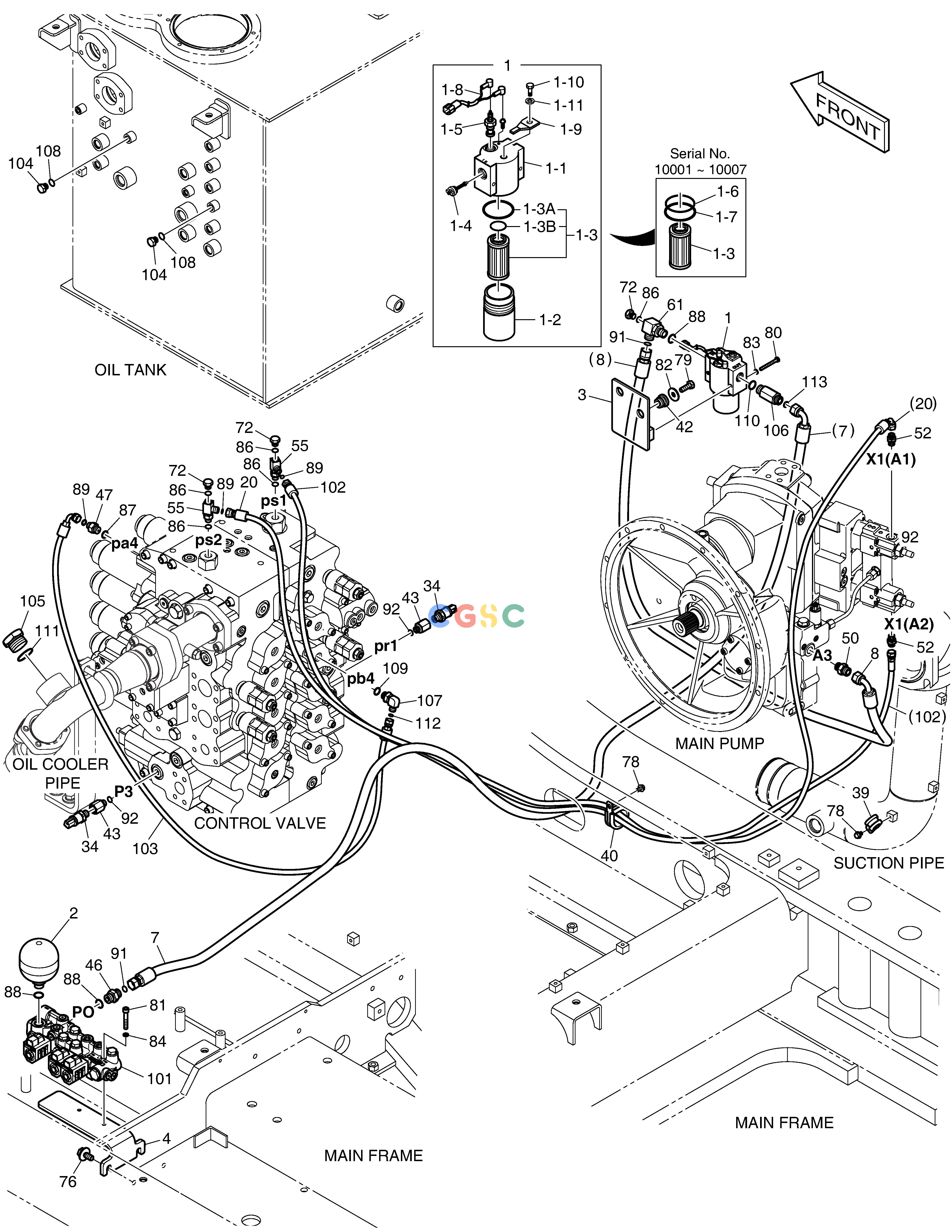 斗山零件查询PILOT PIPING(1) DX420LC-5(S/N:10001~10010) Doosan parts catalog online