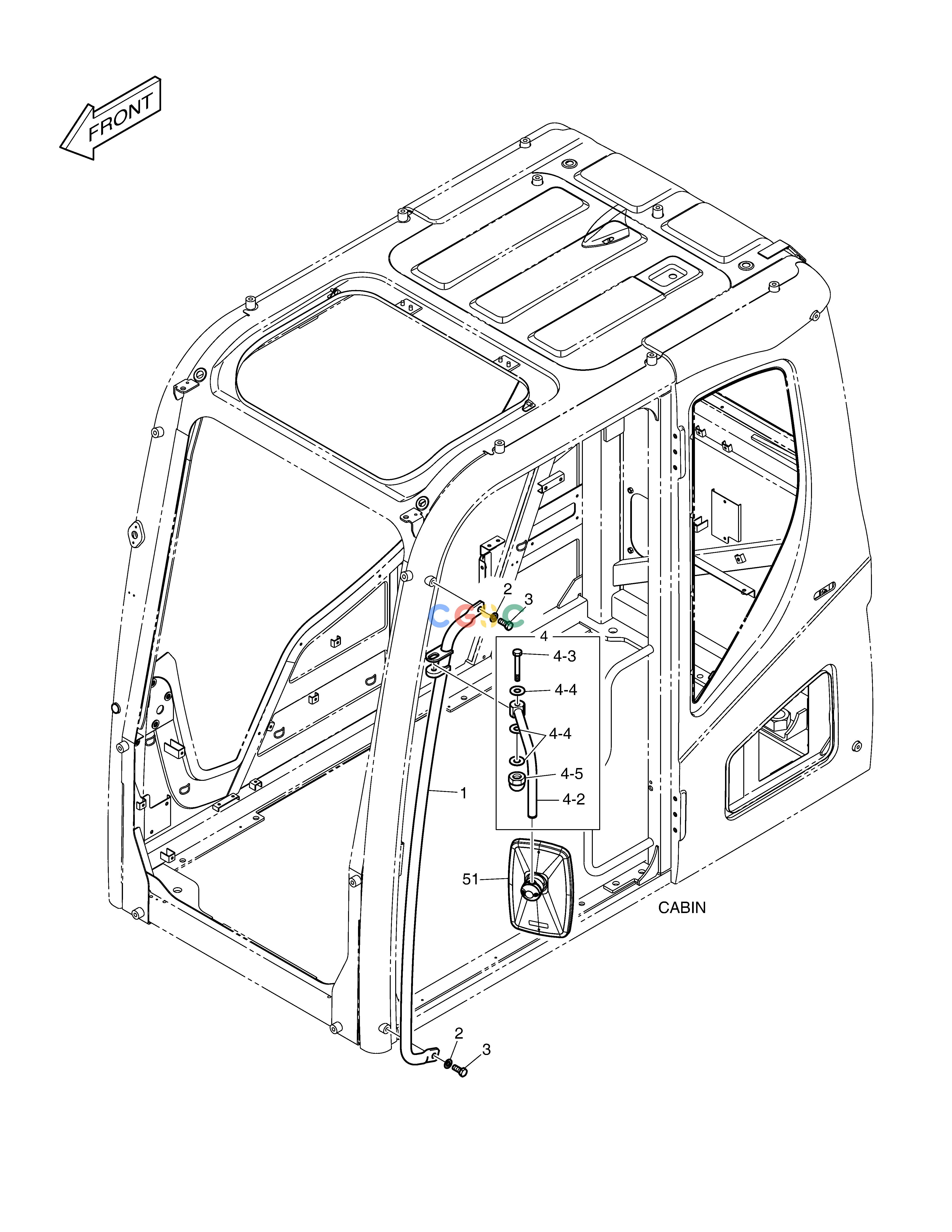 斗山零件查询HANDLE - CABIN DX420LC-5(S/N:10001~10010) Doosan parts catalog online