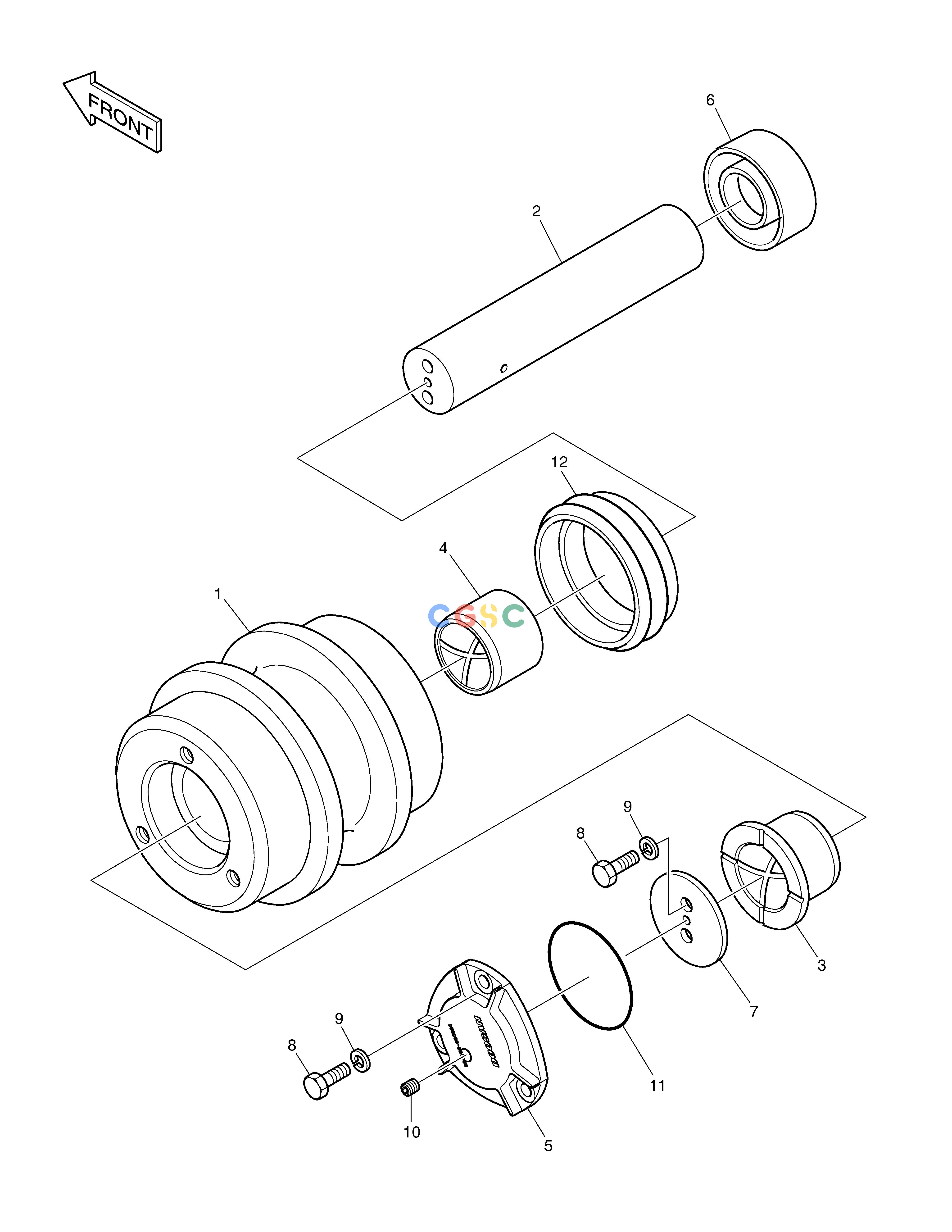 斗山零件查询UPPER ROLLER DX420LC-5(S/N:10001~10010) Doosan parts catalog online