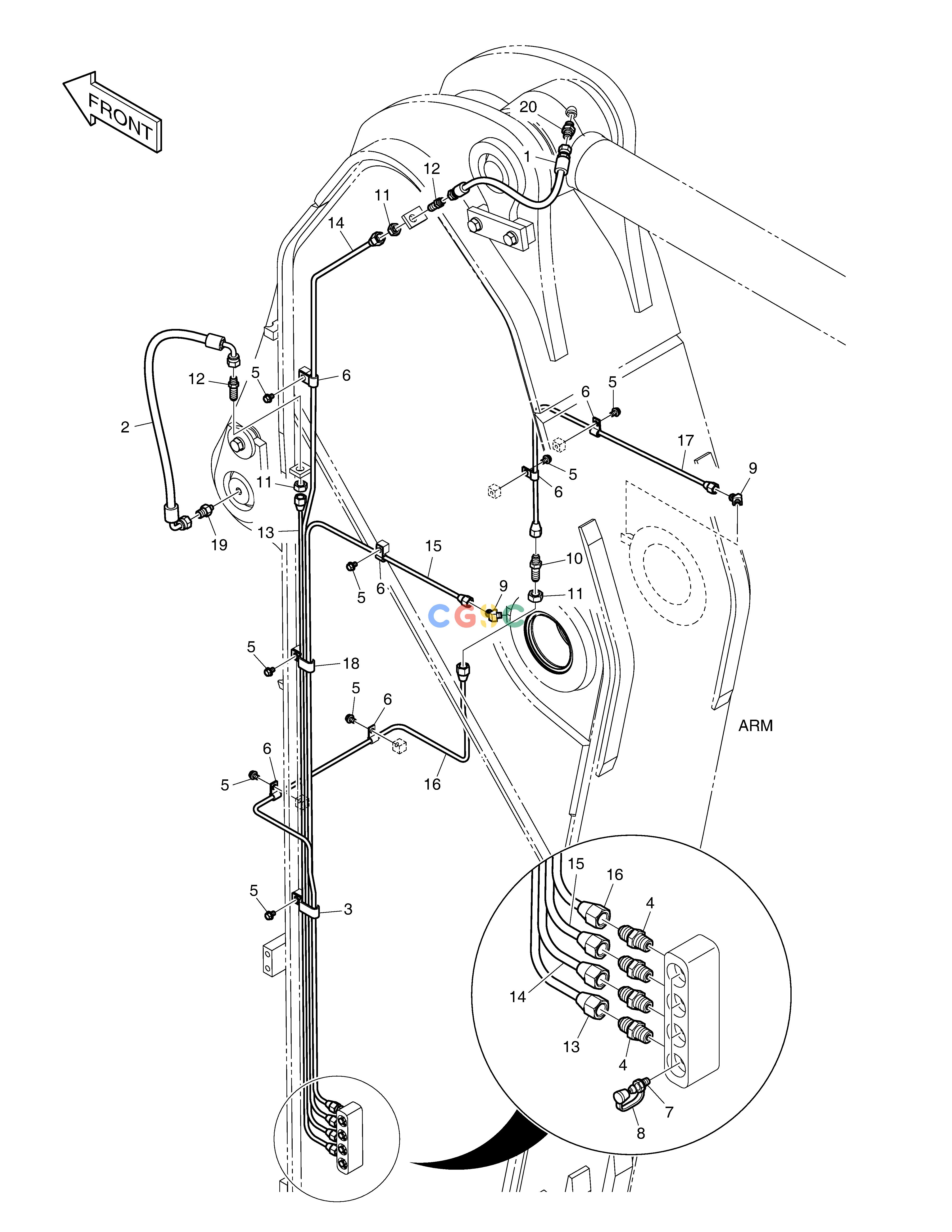 斗山零件查询LUBRICATION PIPING - ARM 3.25m DX420LC-5(S/N:10001~10010) Doosan parts catalog online